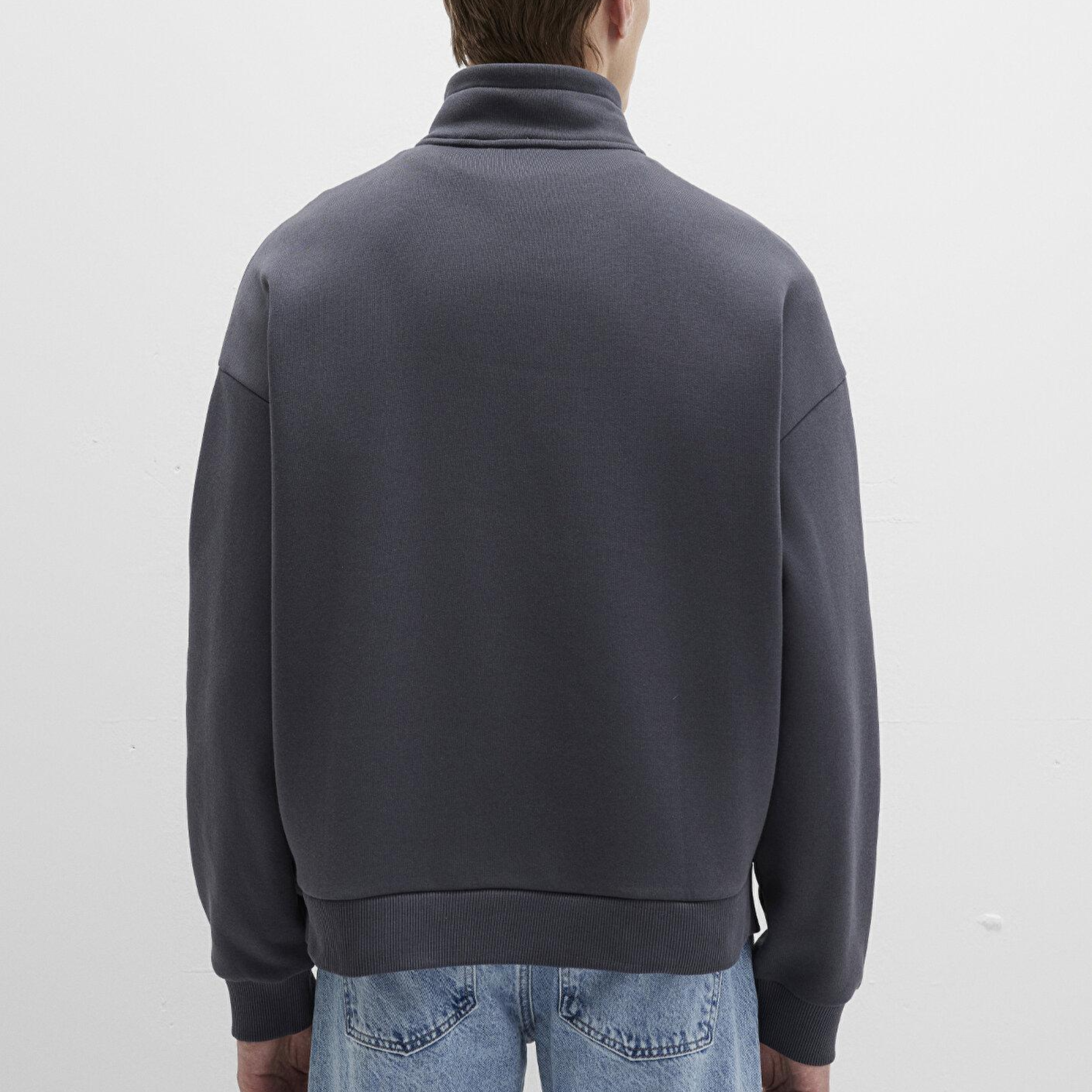 Mavi Mavi Logo Baskılı Yarı Fermuarlı Antrasit Sweatshirt 0S10208-80106