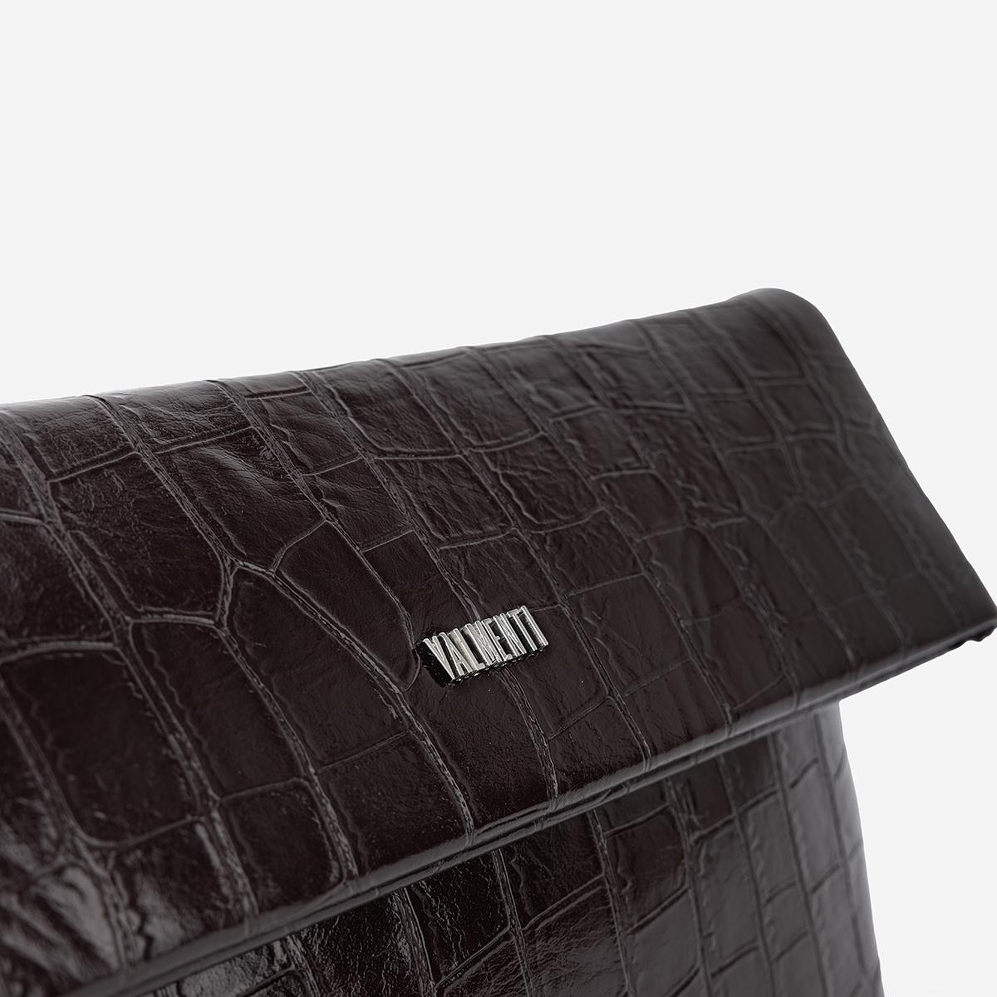 Valmenti Kadın Suni Deri Kahverengi Kroko Clutch Çanta
