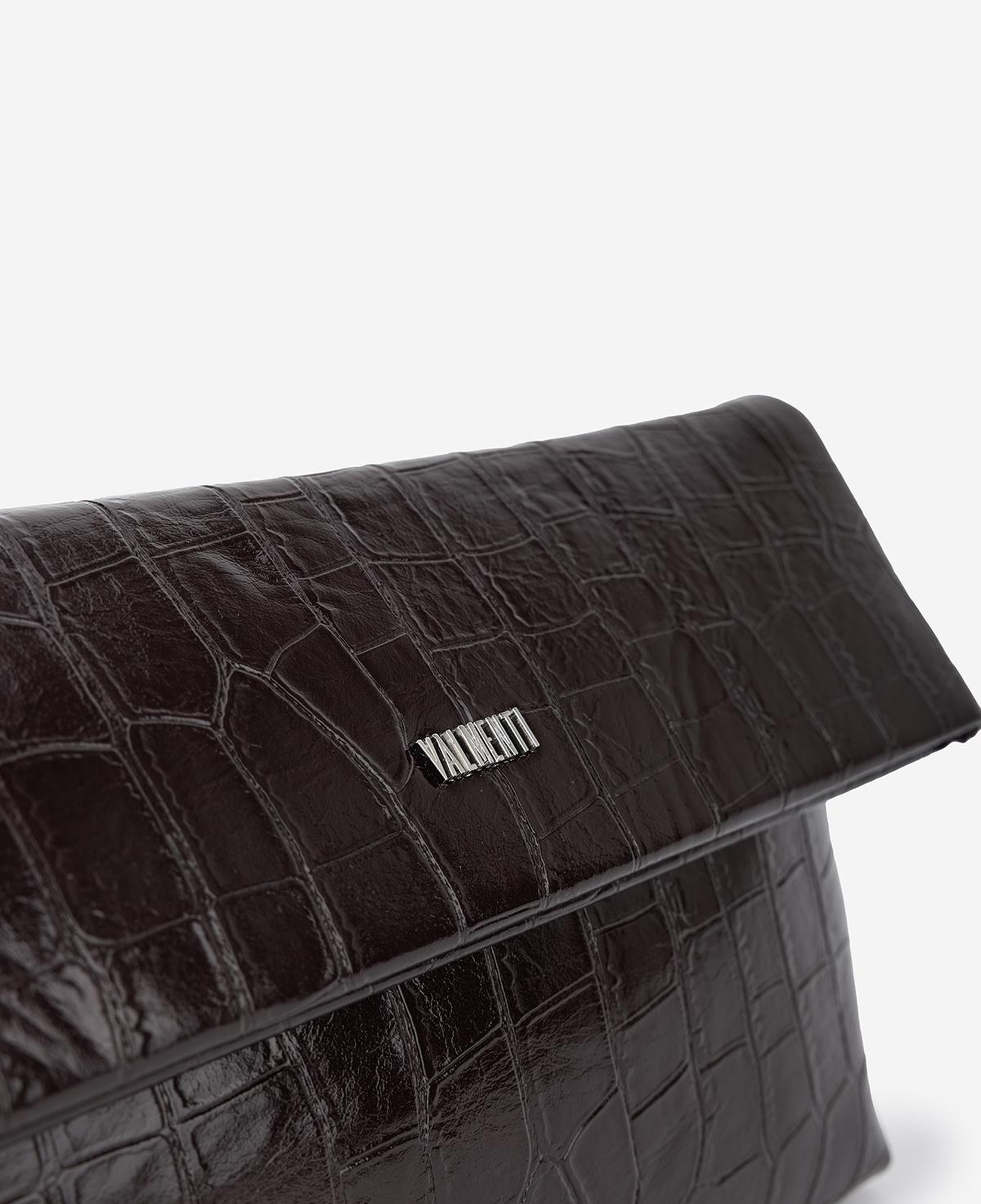 Valmenti Kadın Suni Deri Kahverengi Kroko Clutch Çanta