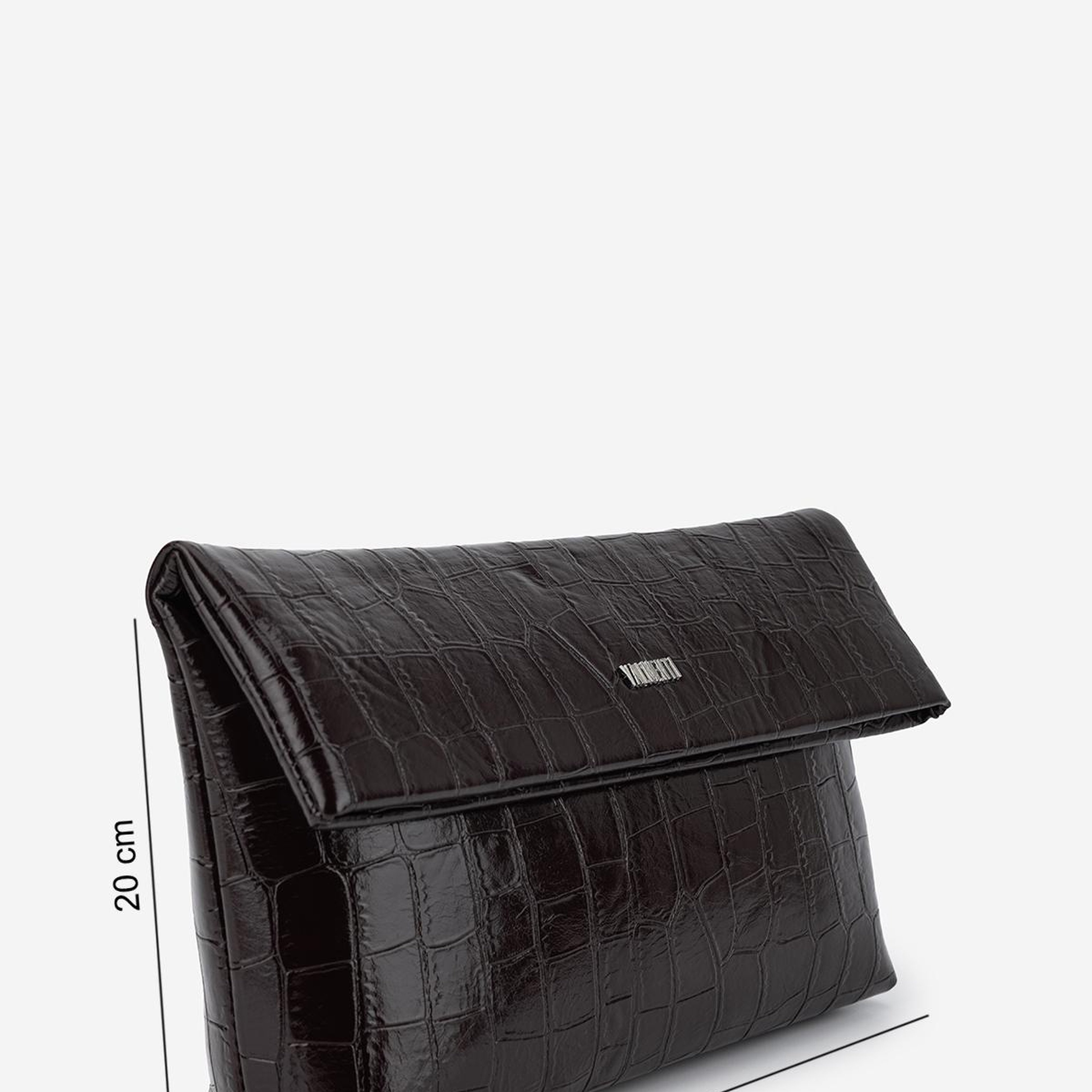 Valmenti Kadın Suni Deri Kahverengi Kroko Clutch Çanta