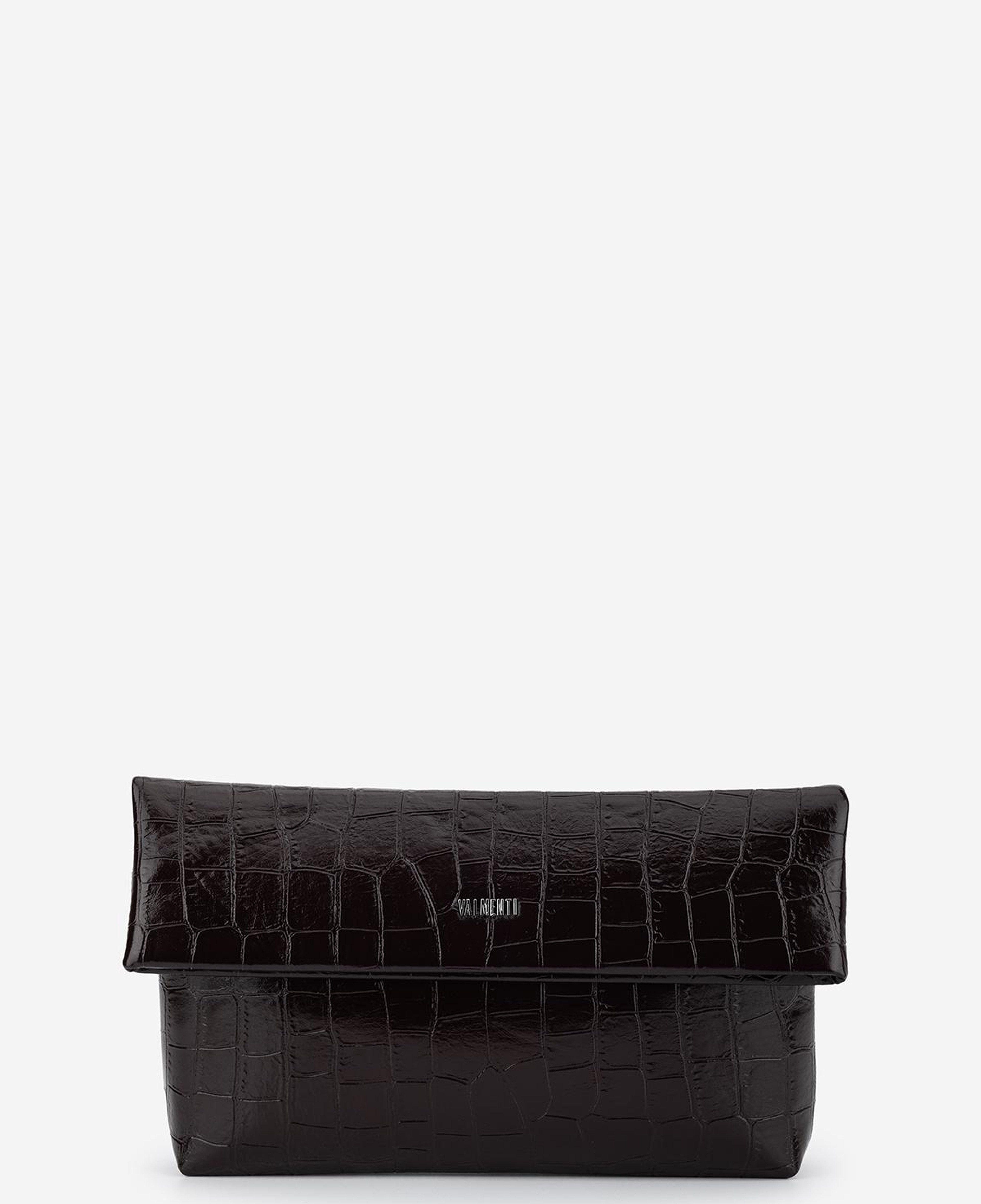 Valmenti Kadın Suni Deri Kahverengi Kroko Clutch Çanta