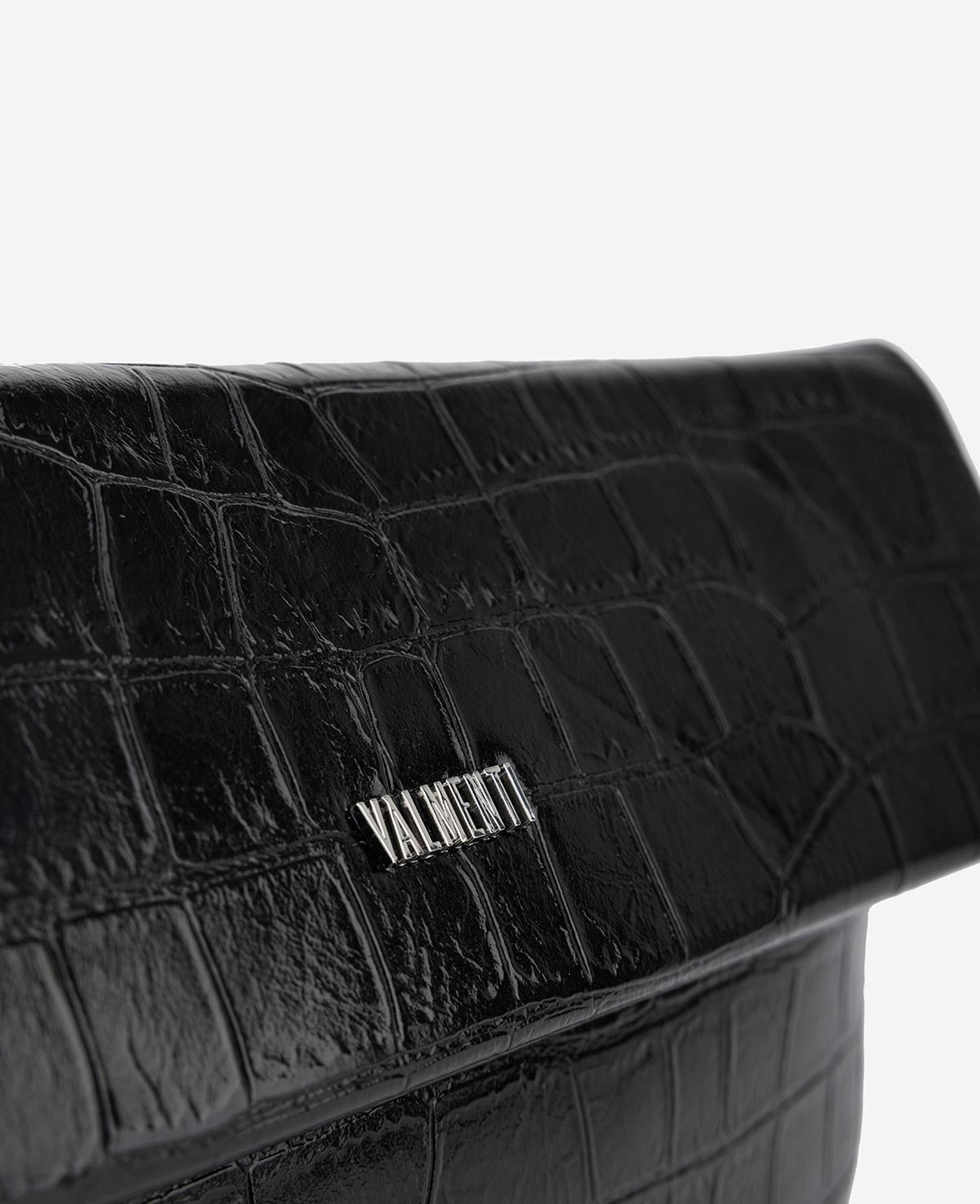 Valmenti Kadın Suni Deri Siyah Kroko Clutch Çanta