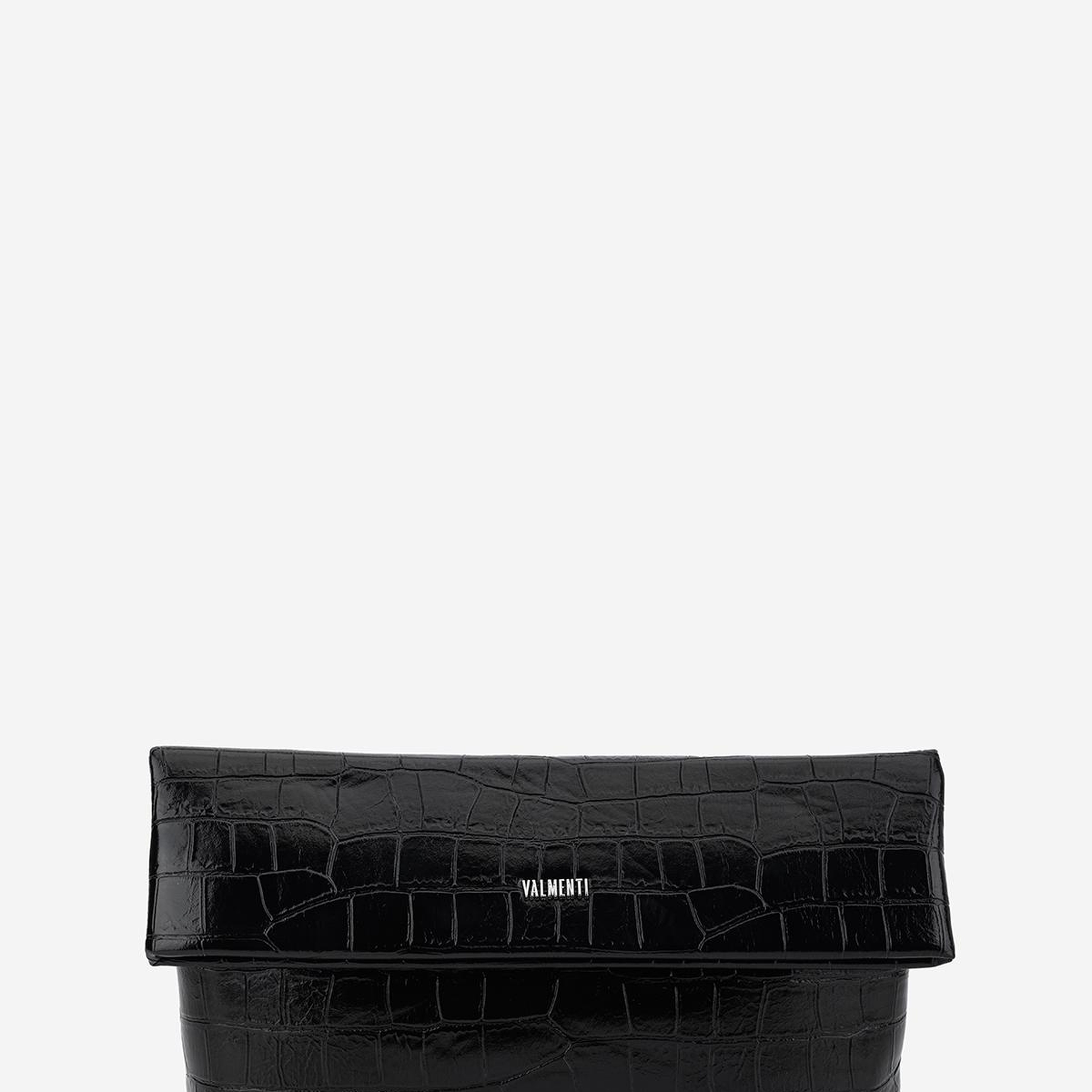 Valmenti Kadın Suni Deri Siyah Kroko Clutch Çanta