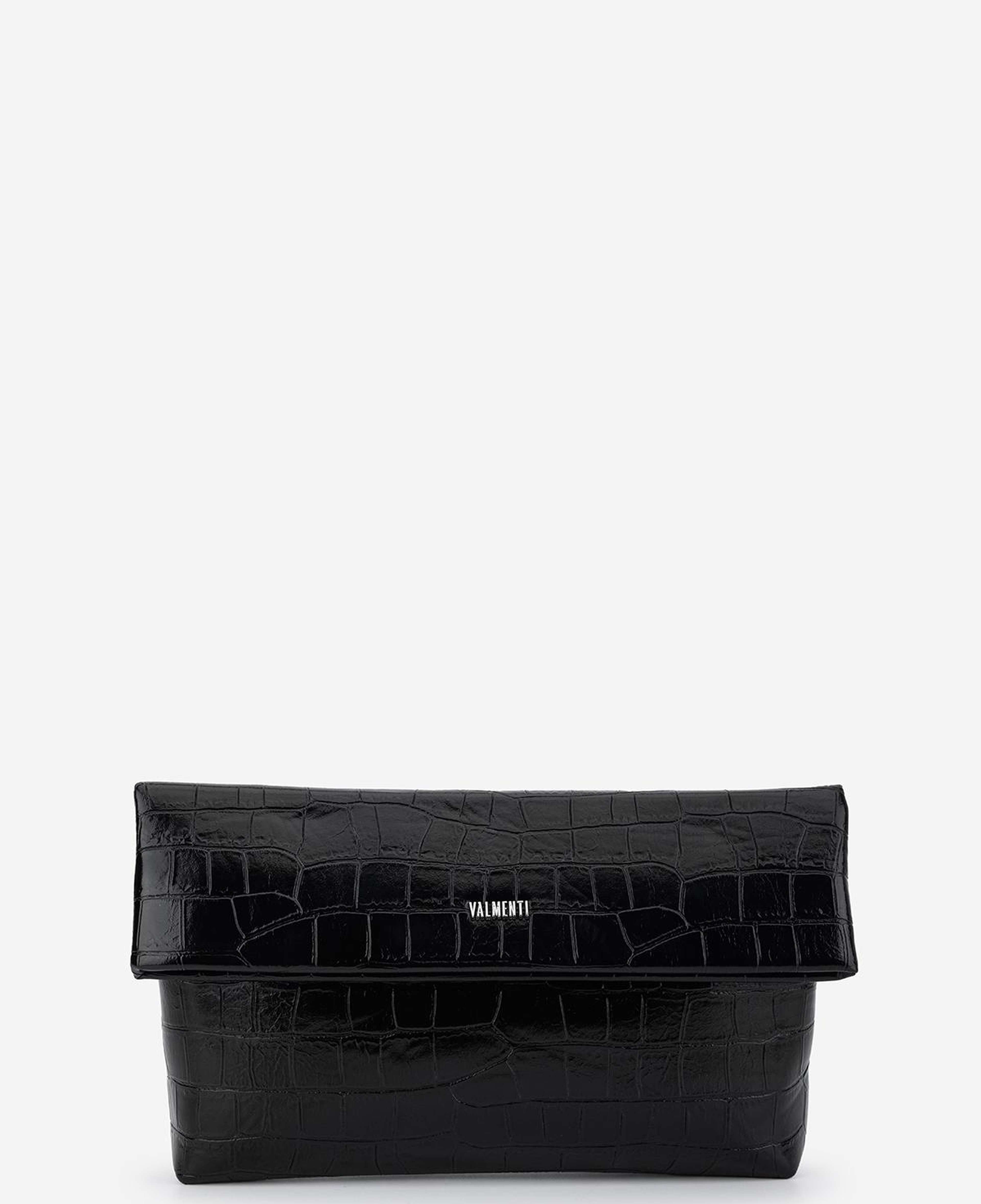 Valmenti Kadın Suni Deri Siyah Kroko Clutch Çanta