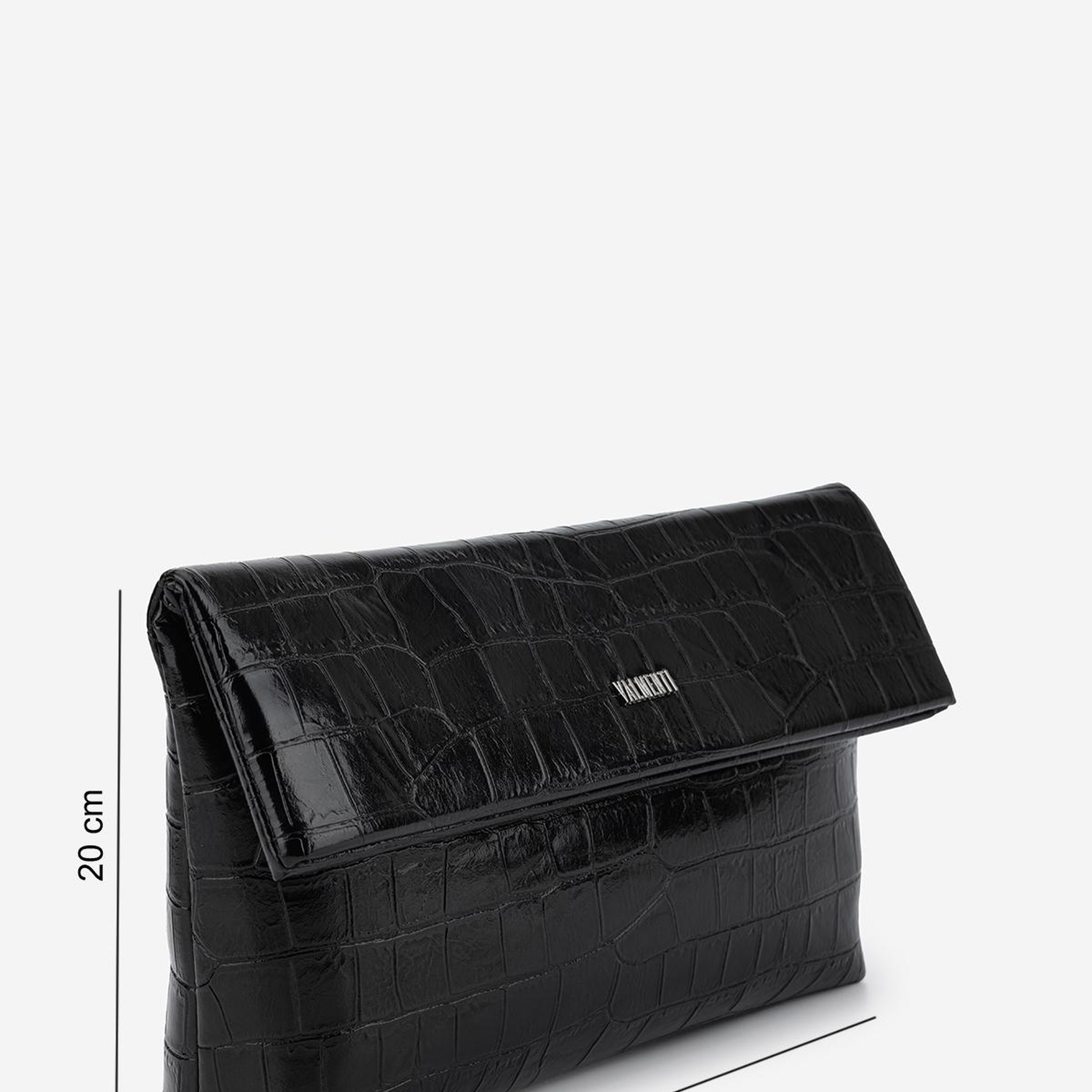 Valmenti Kadın Suni Deri Siyah Kroko Clutch Çanta