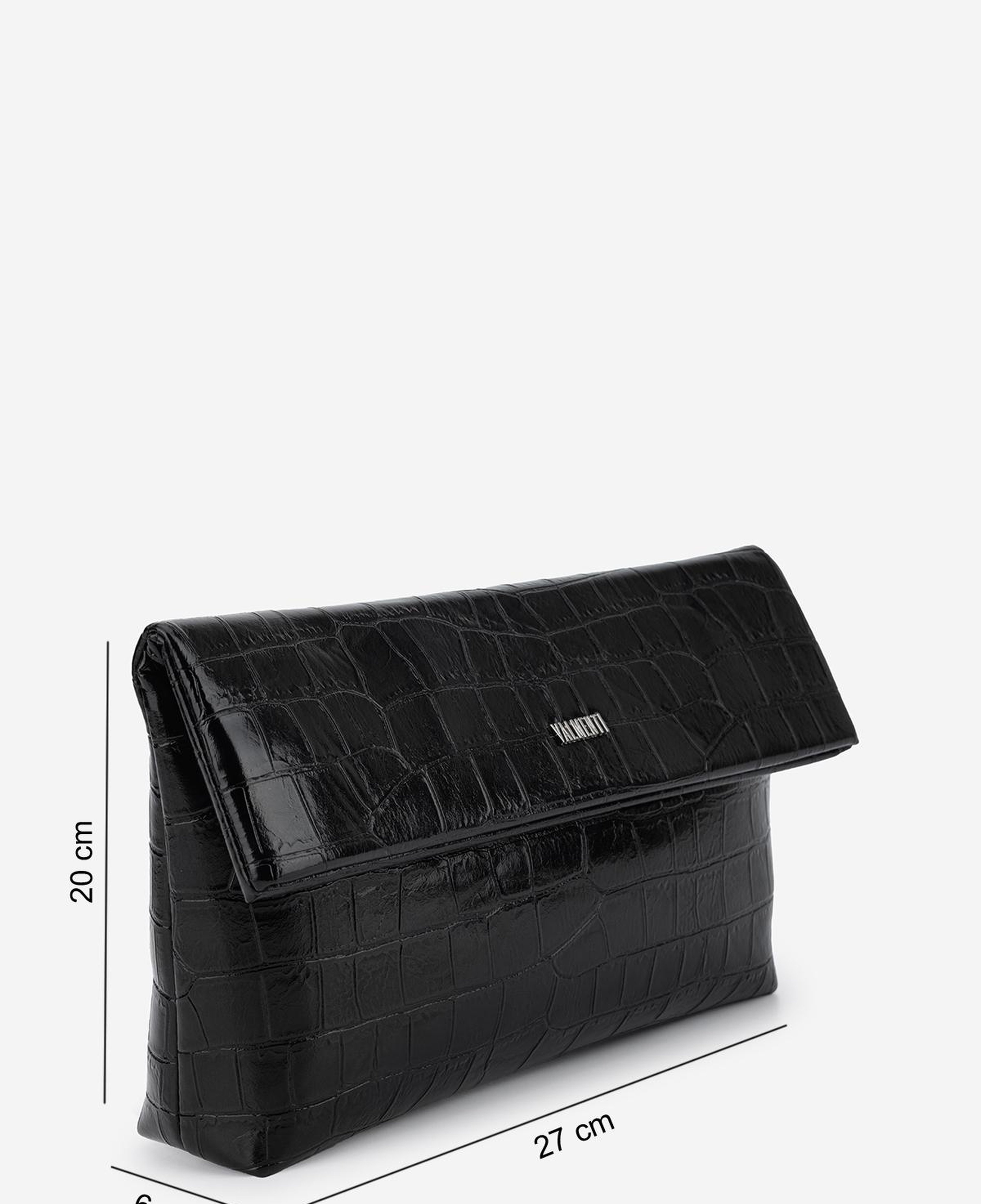 Valmenti Kadın Suni Deri Siyah Kroko Clutch Çanta