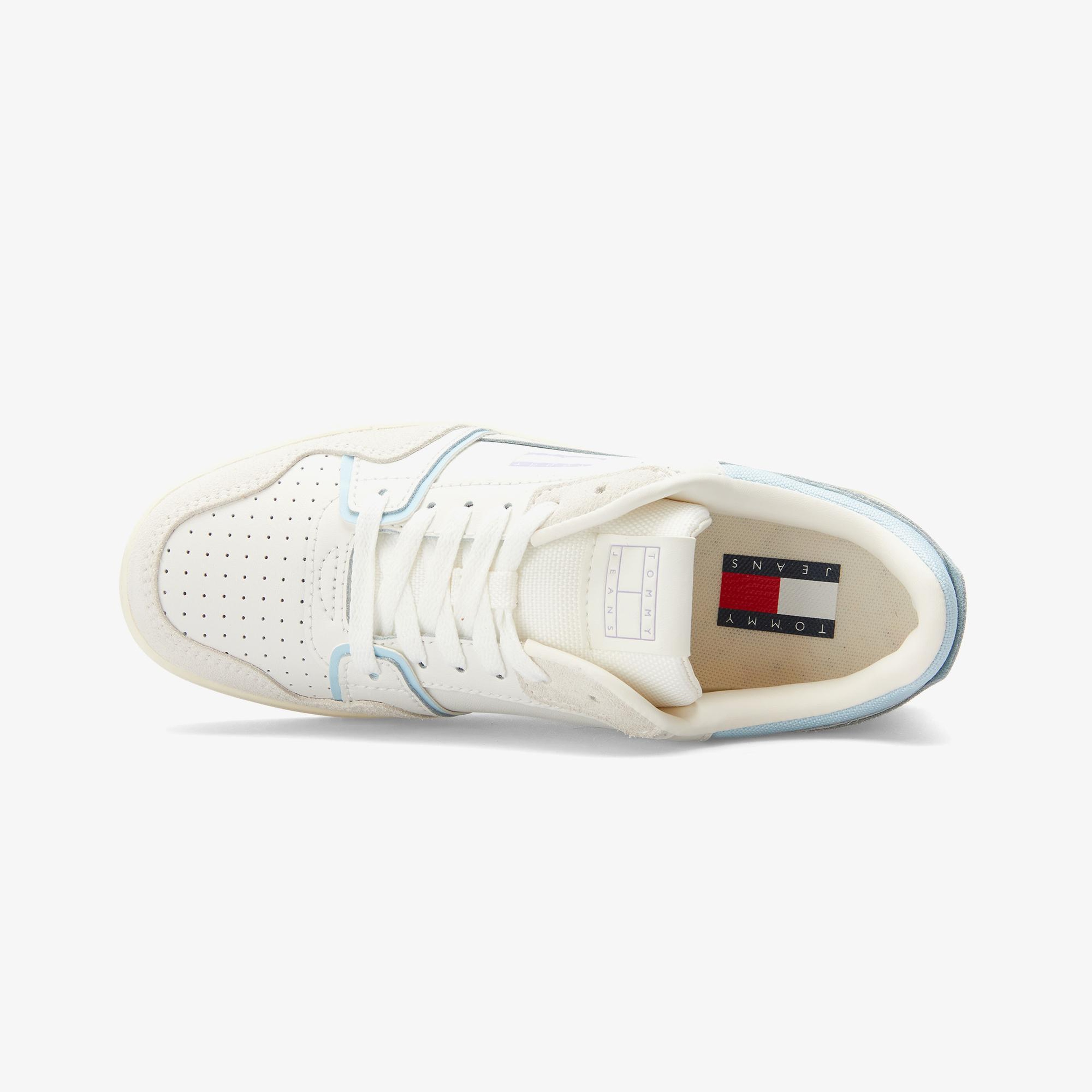 Tommy Jeans Retro Basket Kadın Beyaz/Mavi Spor Ayakkabı