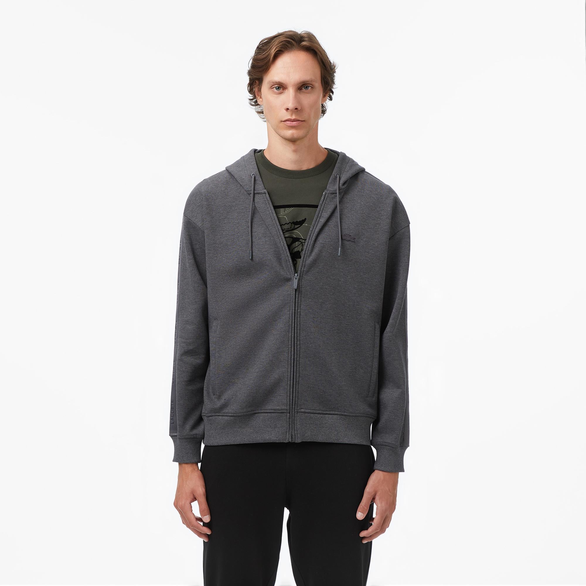 Erkek Relaxed Fit Kapüşonlu Gri Sweatshirt