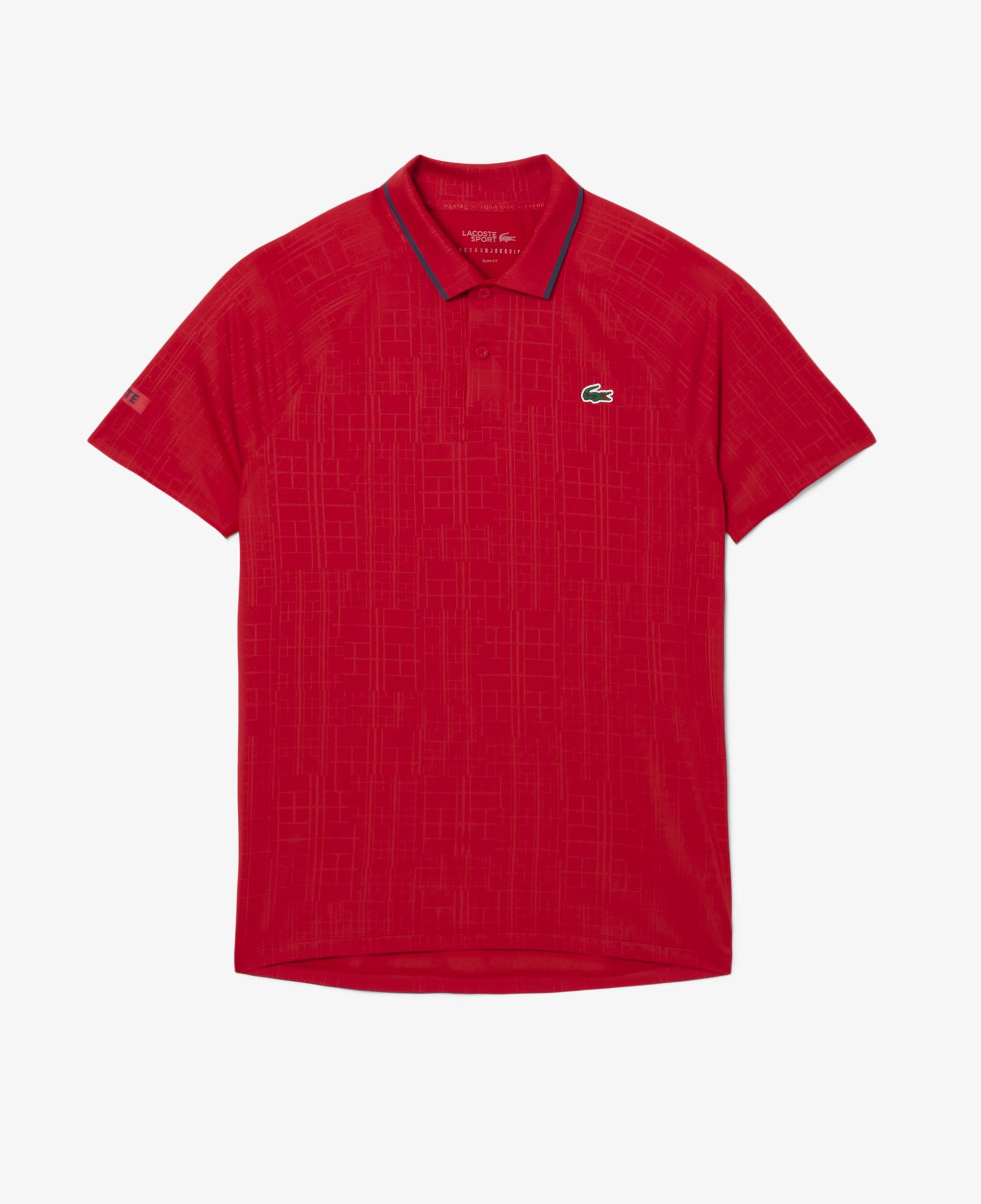 Lacoste Tennis x Novak Djokovic Erkek Slim Fit Desenli Kırmızı Polo