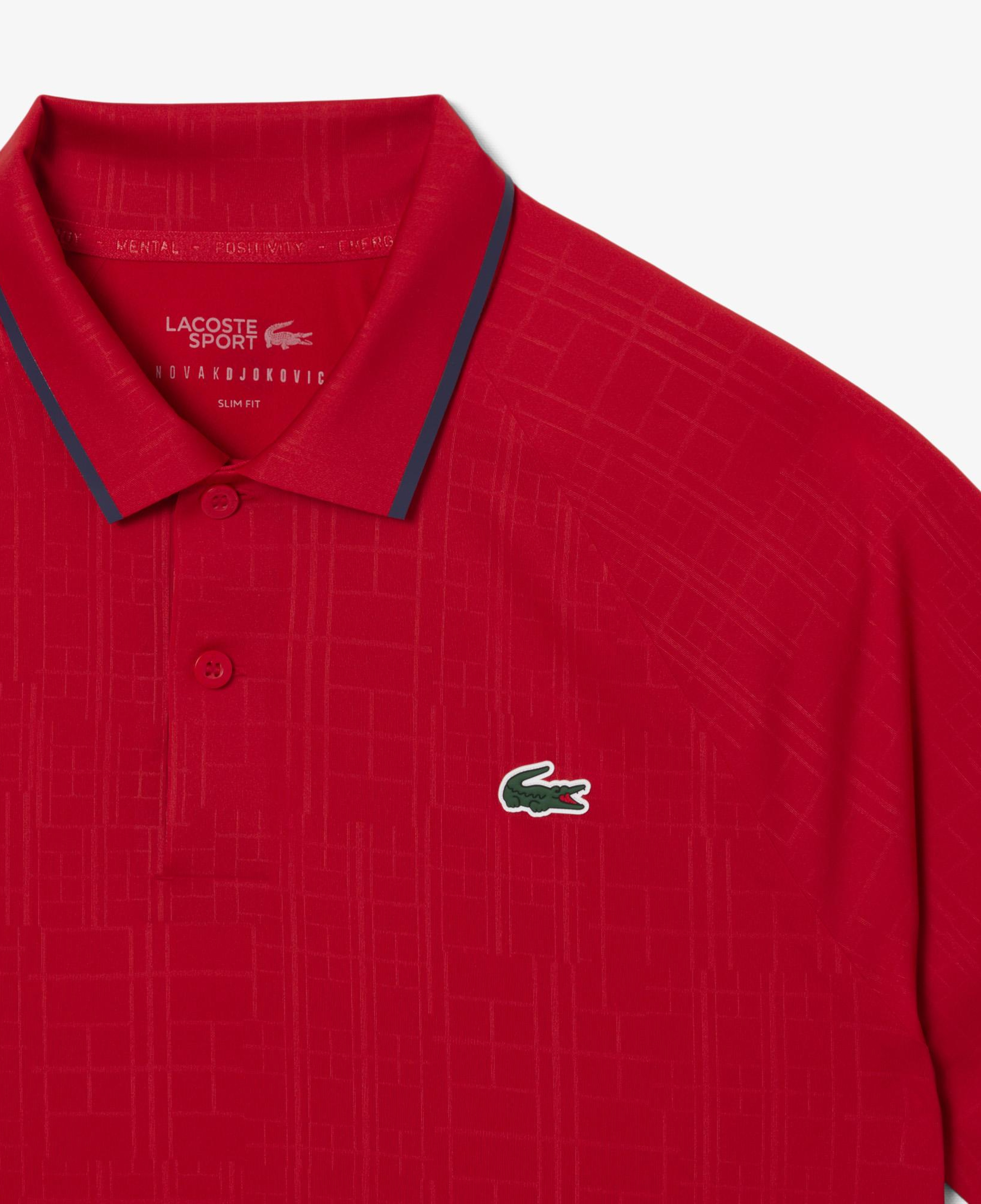 Lacoste Tennis x Novak Djokovic Erkek Slim Fit Desenli Kırmızı Polo