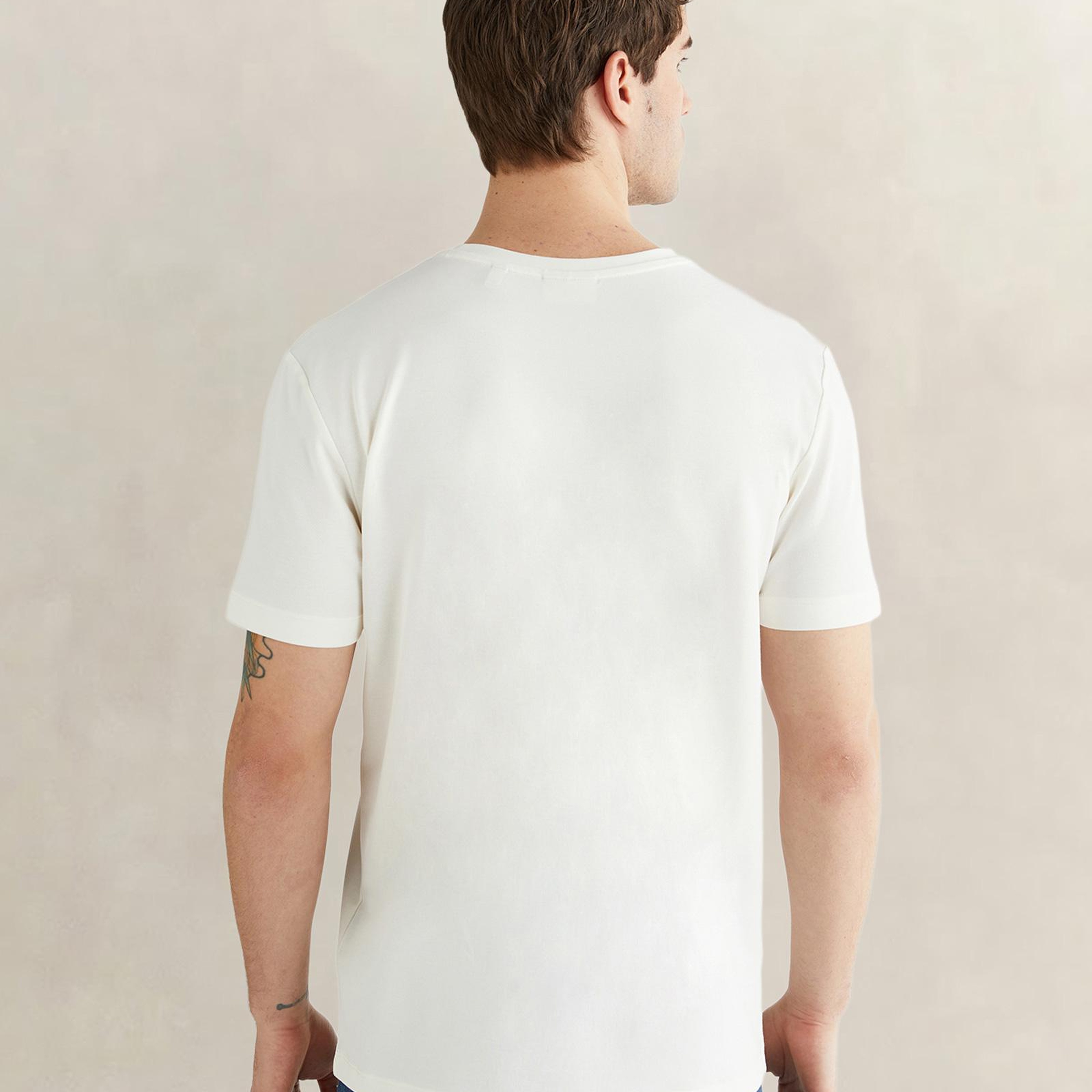 GANT Erkek Beyaz Bisiklet Yaka Regular Fit Logolu T-Shirt