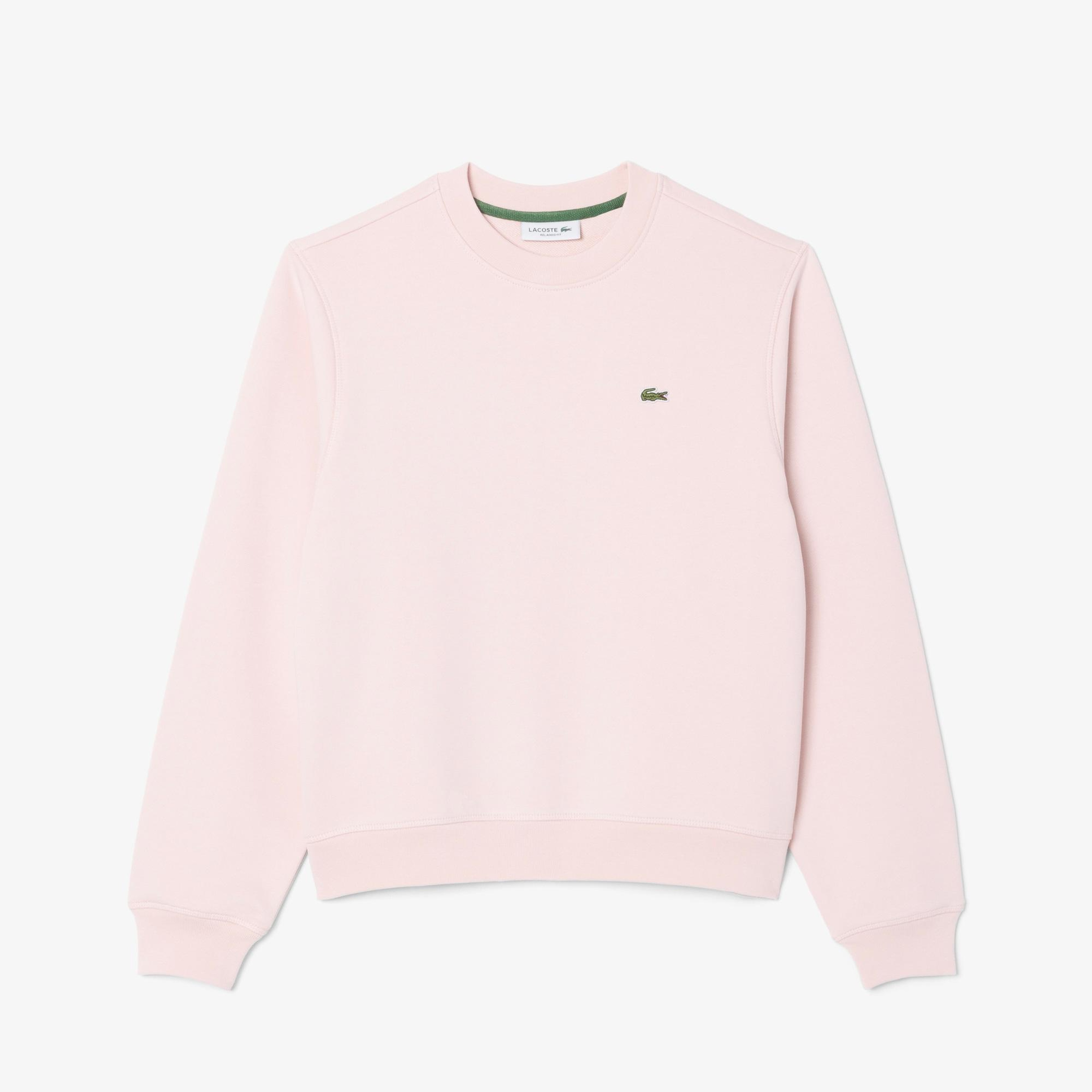 Lacoste Relaxed Fit Bisiklet Yaka Kadın Pembe Sweatshirt