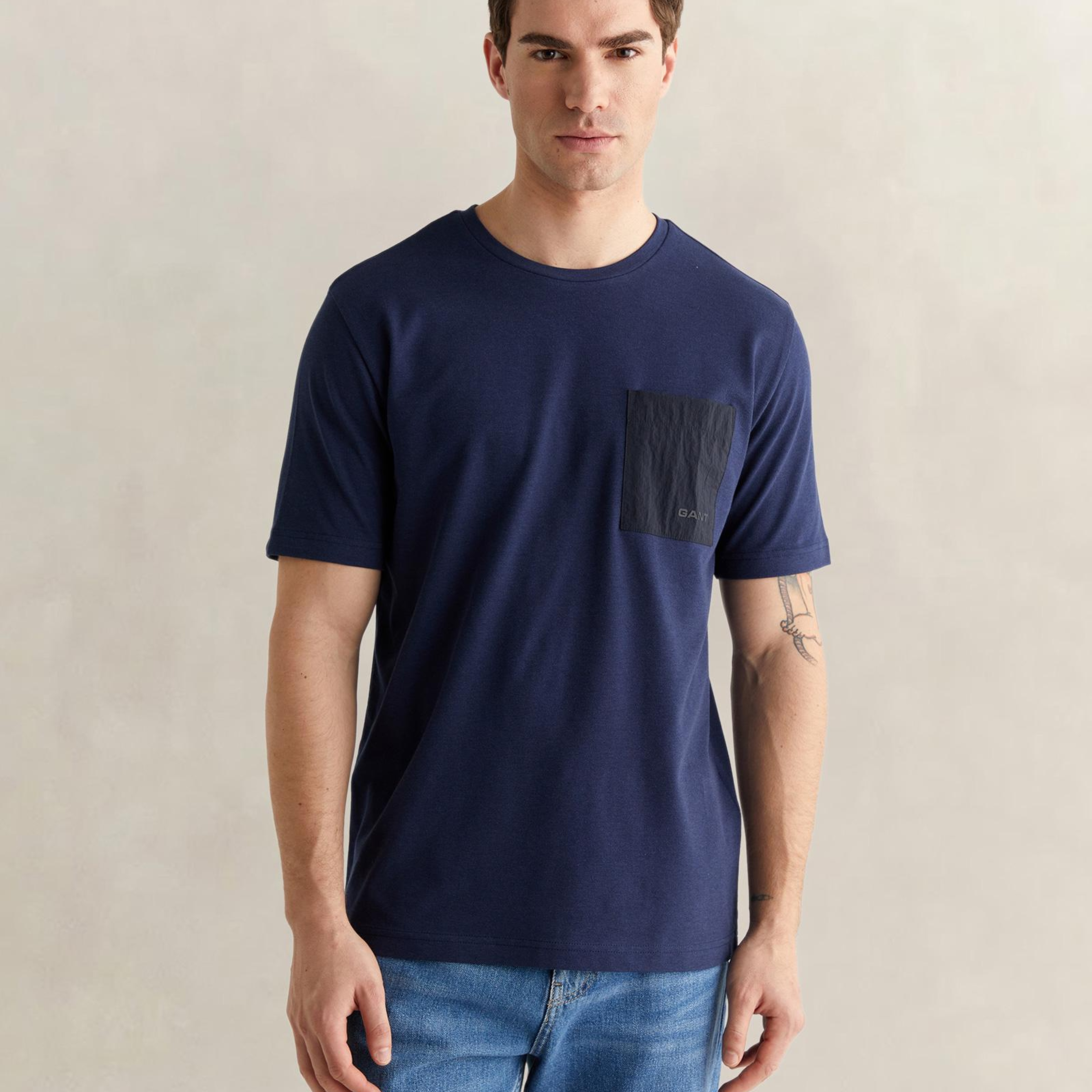 GANT Erkek Lacivert Kısa Kollu T-Shirt