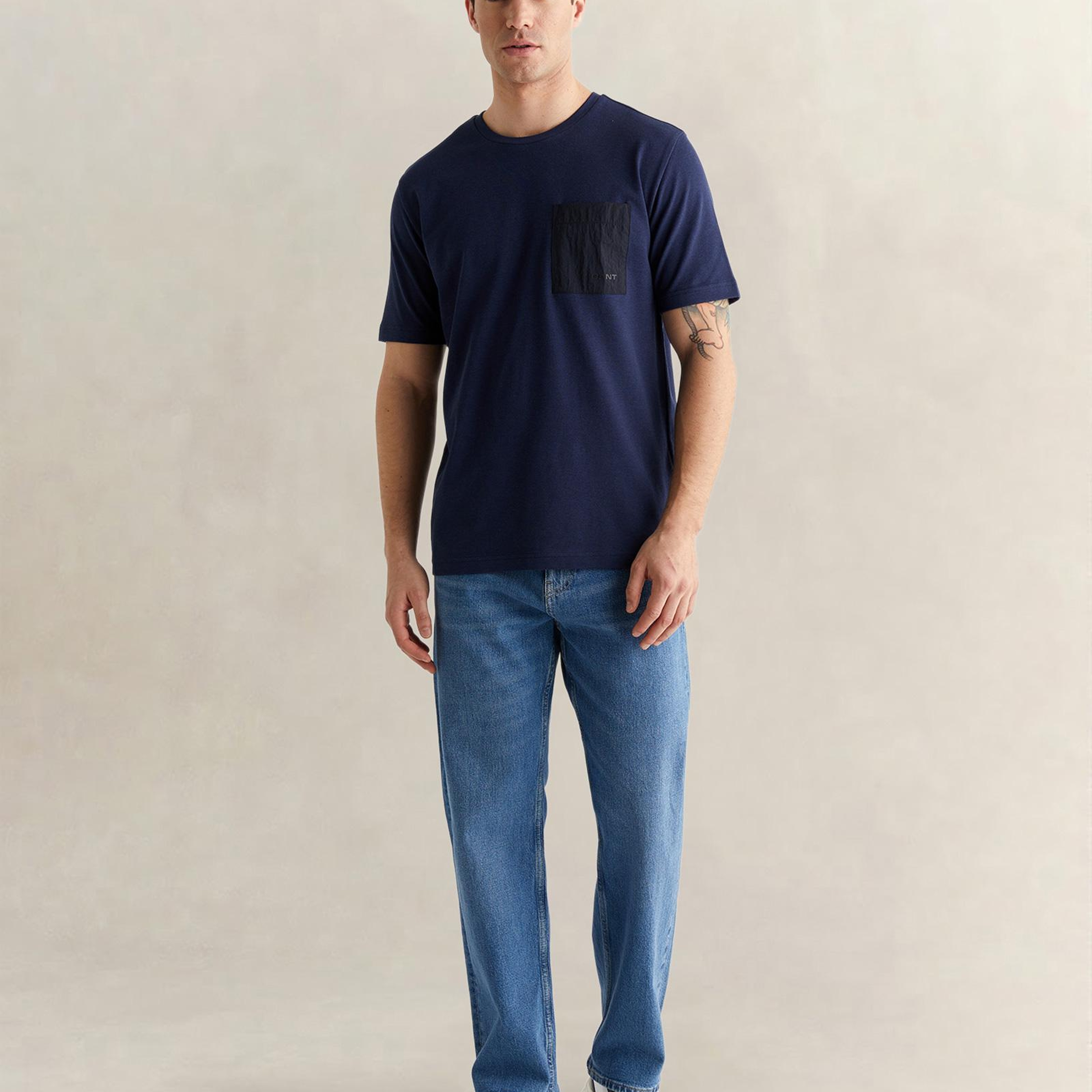 GANT Erkek Lacivert Kısa Kollu T-Shirt