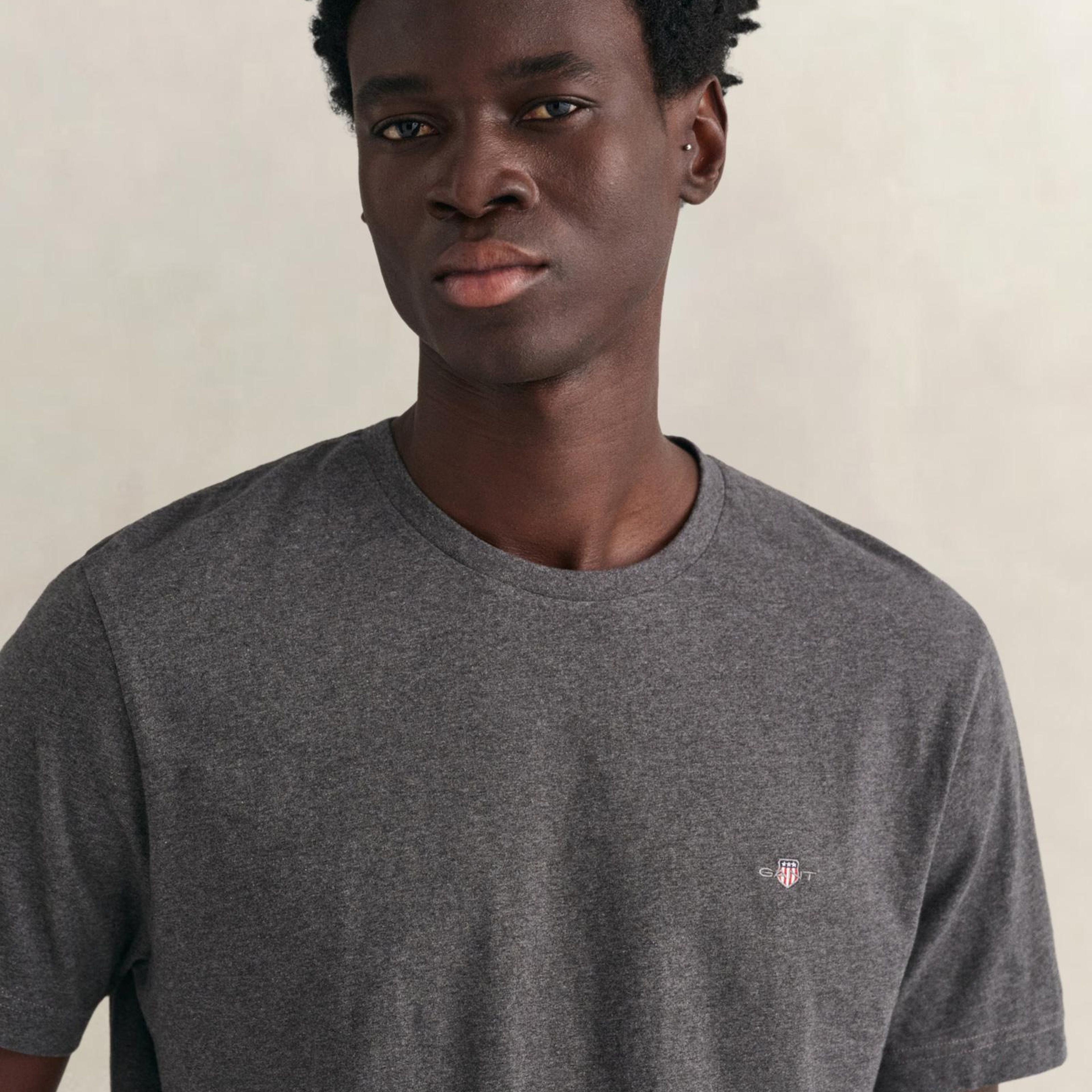 GANT Erkek Gri Regular Fit Bisiklet Yaka T-Shirt