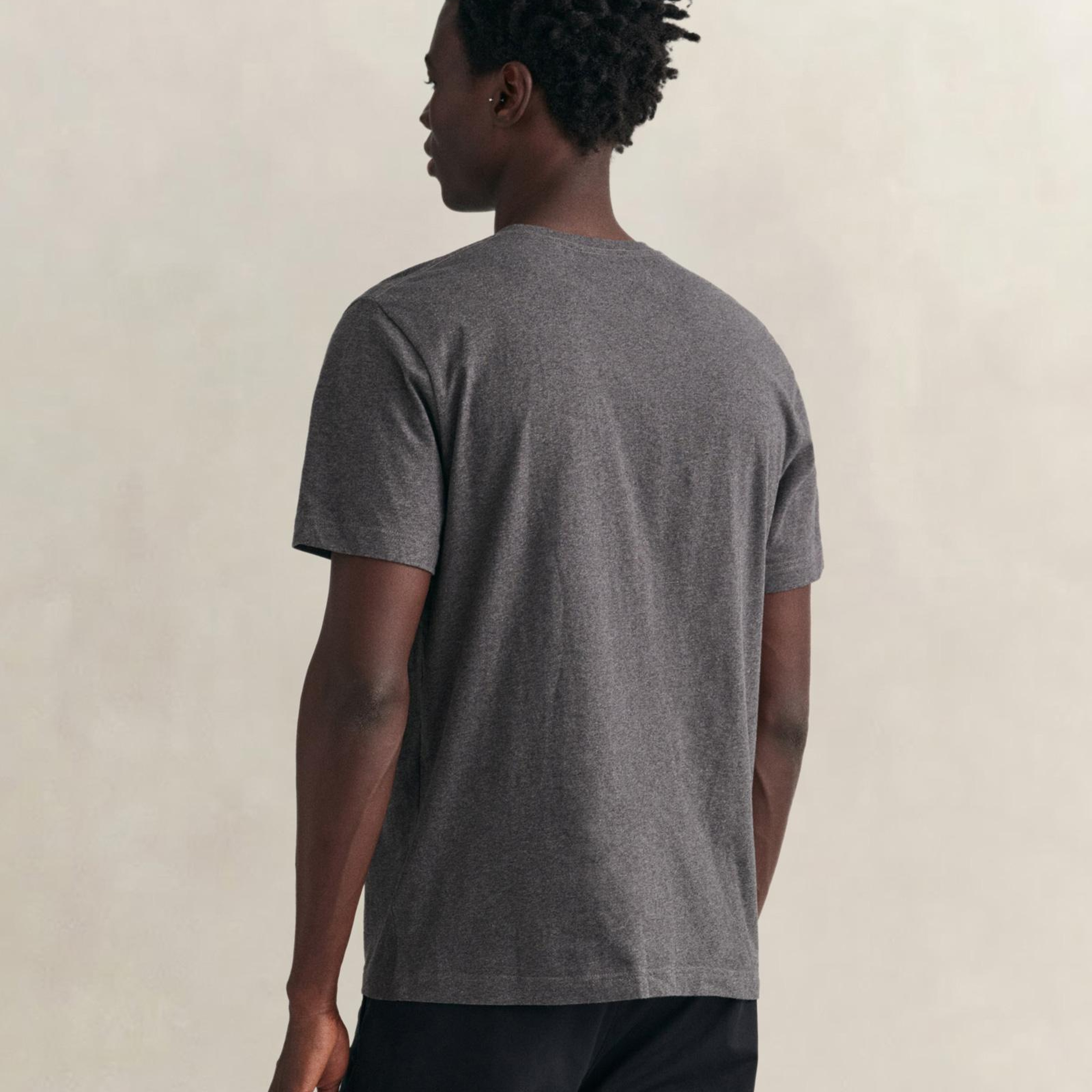 GANT Erkek Gri Regular Fit Bisiklet Yaka T-Shirt