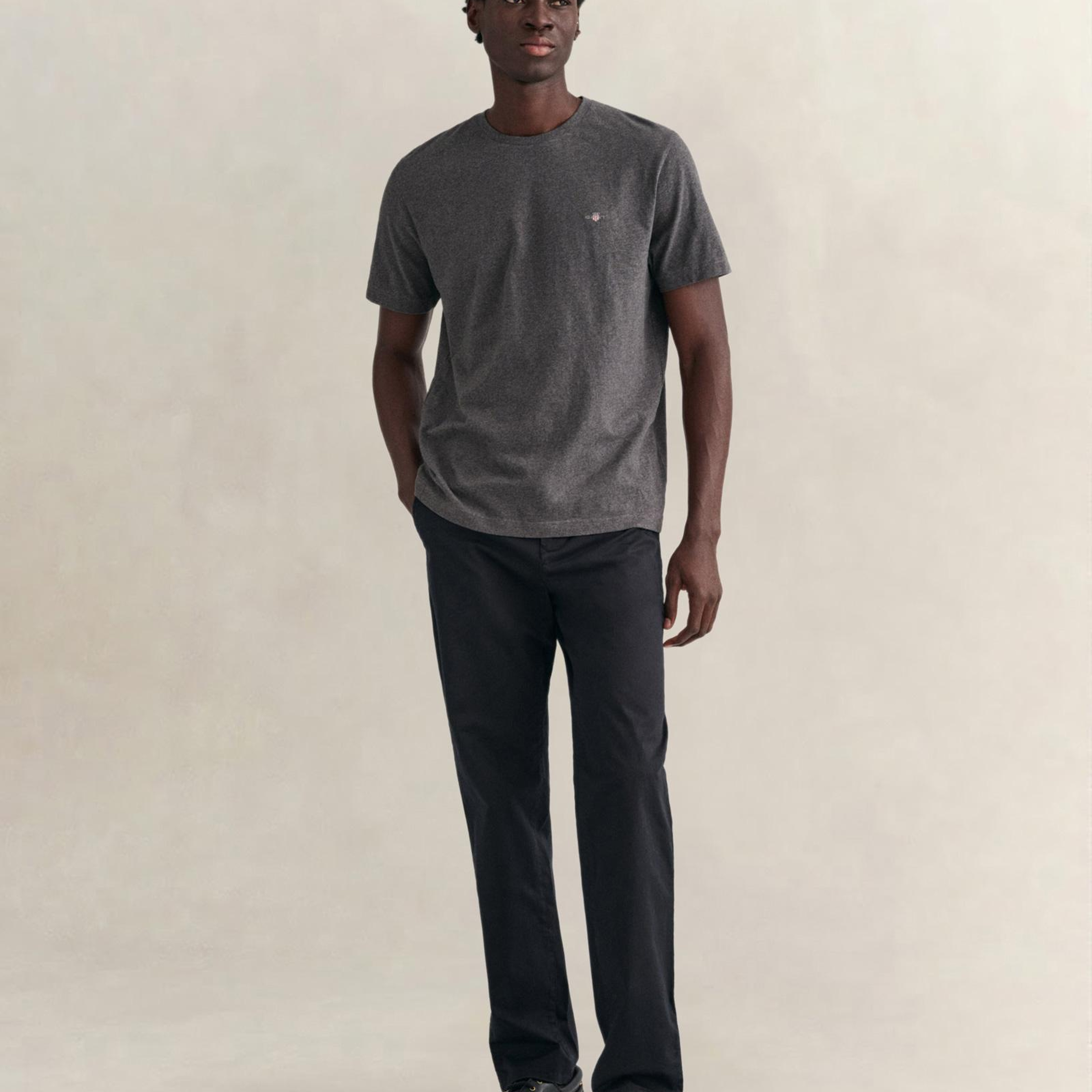 GANT Erkek Gri Regular Fit Bisiklet Yaka T-Shirt