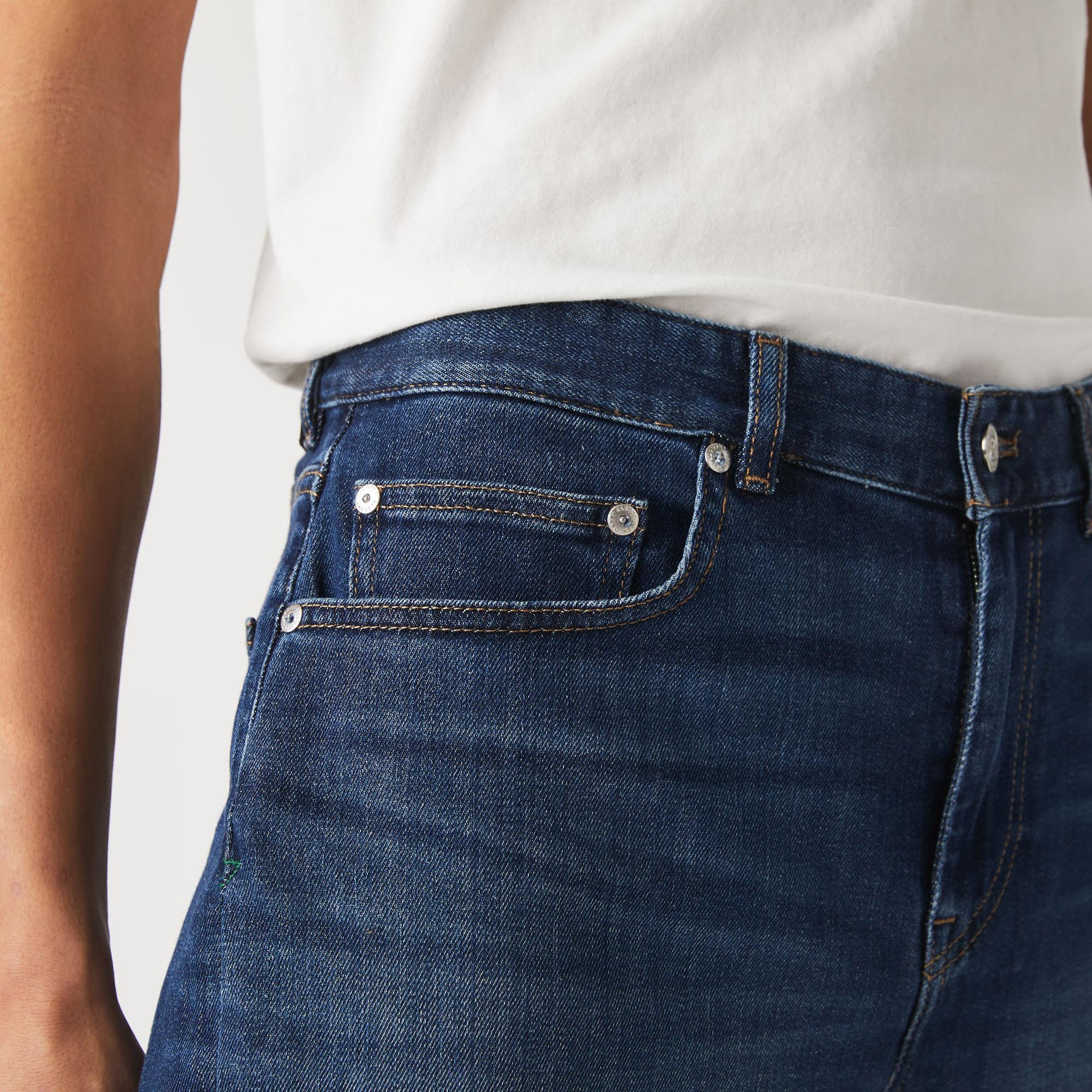 Erkek Slim Fit Denim Koyu Mavi Bermuda Şort
