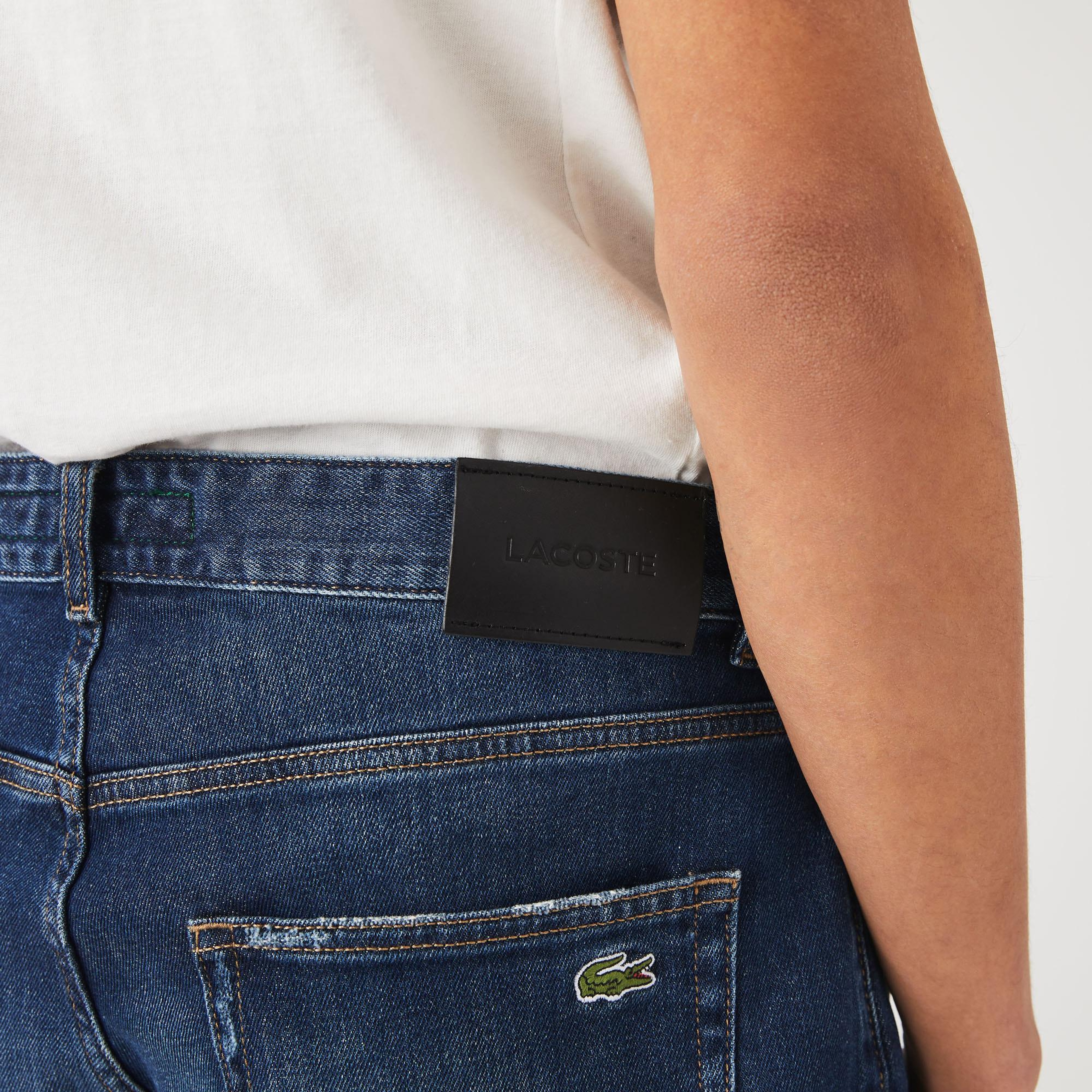 Erkek Slim Fit Denim Koyu Mavi Bermuda Şort