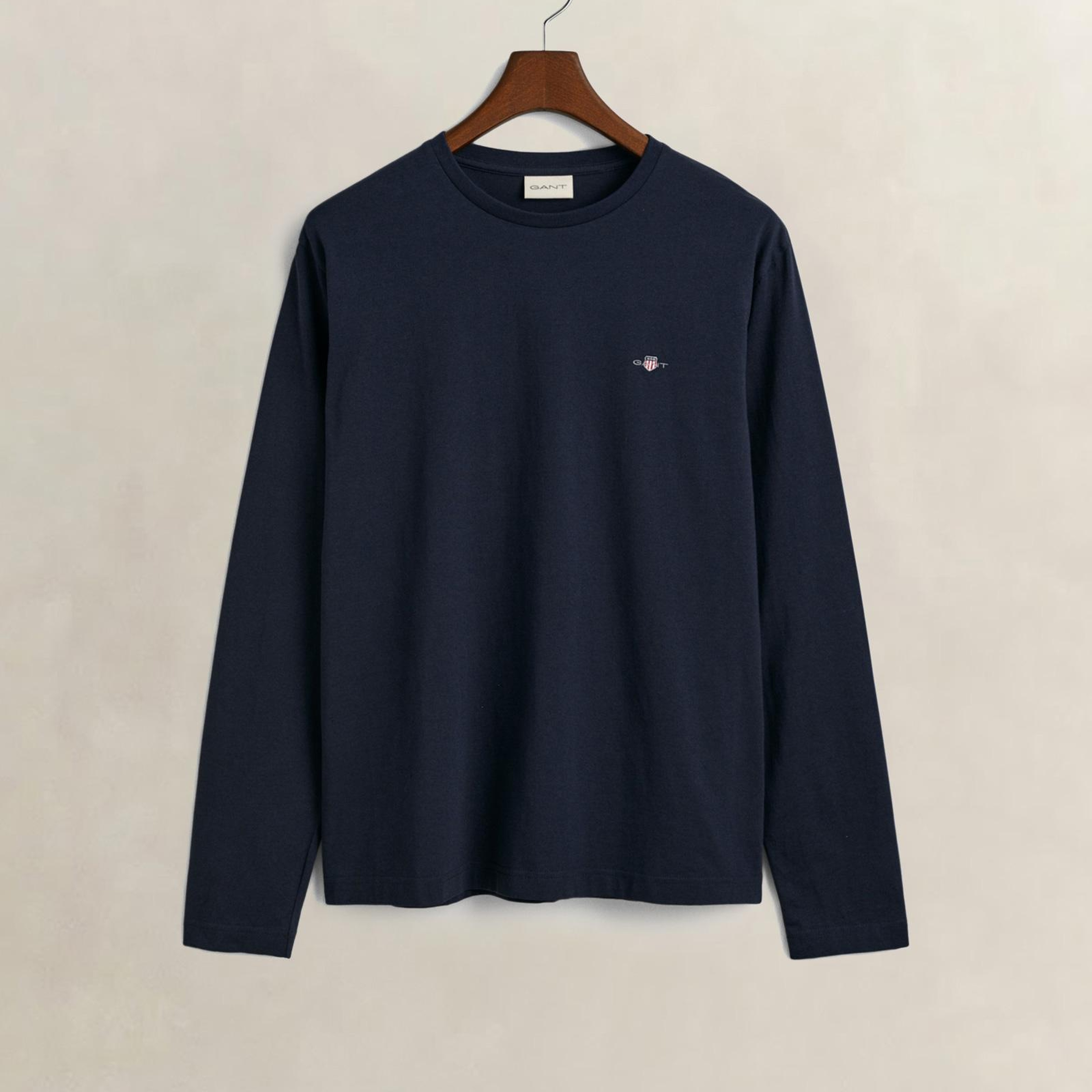 GANT Erkek Lacivert Regular Fit Bisiklet Yaka Uzun Kollu T-Shirt