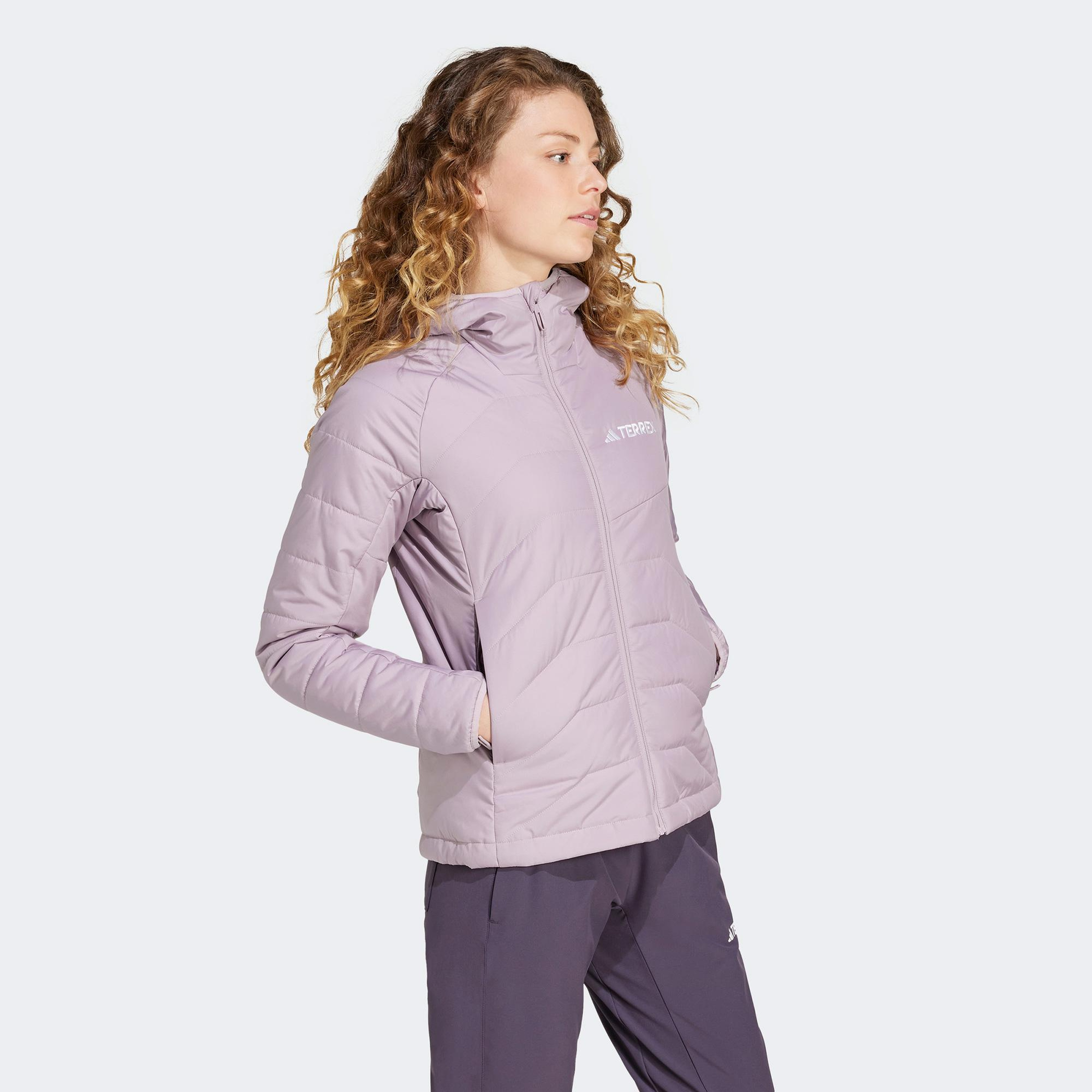 adidas Terrex Multi Synthetic Insulated Kadın Mor Kapüşonlu Mont