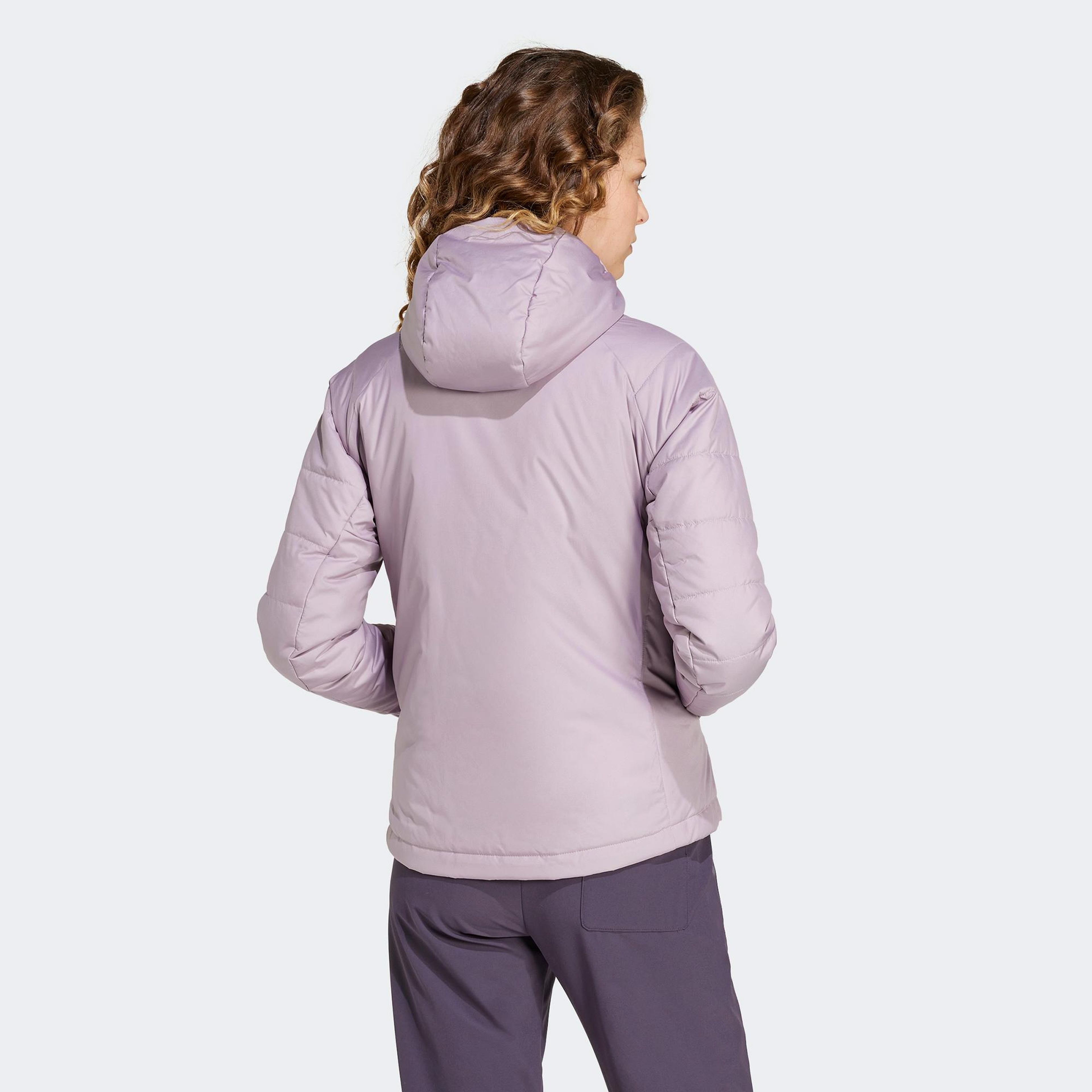 adidas Terrex Multi Synthetic Insulated Kadın Mor Kapüşonlu Mont