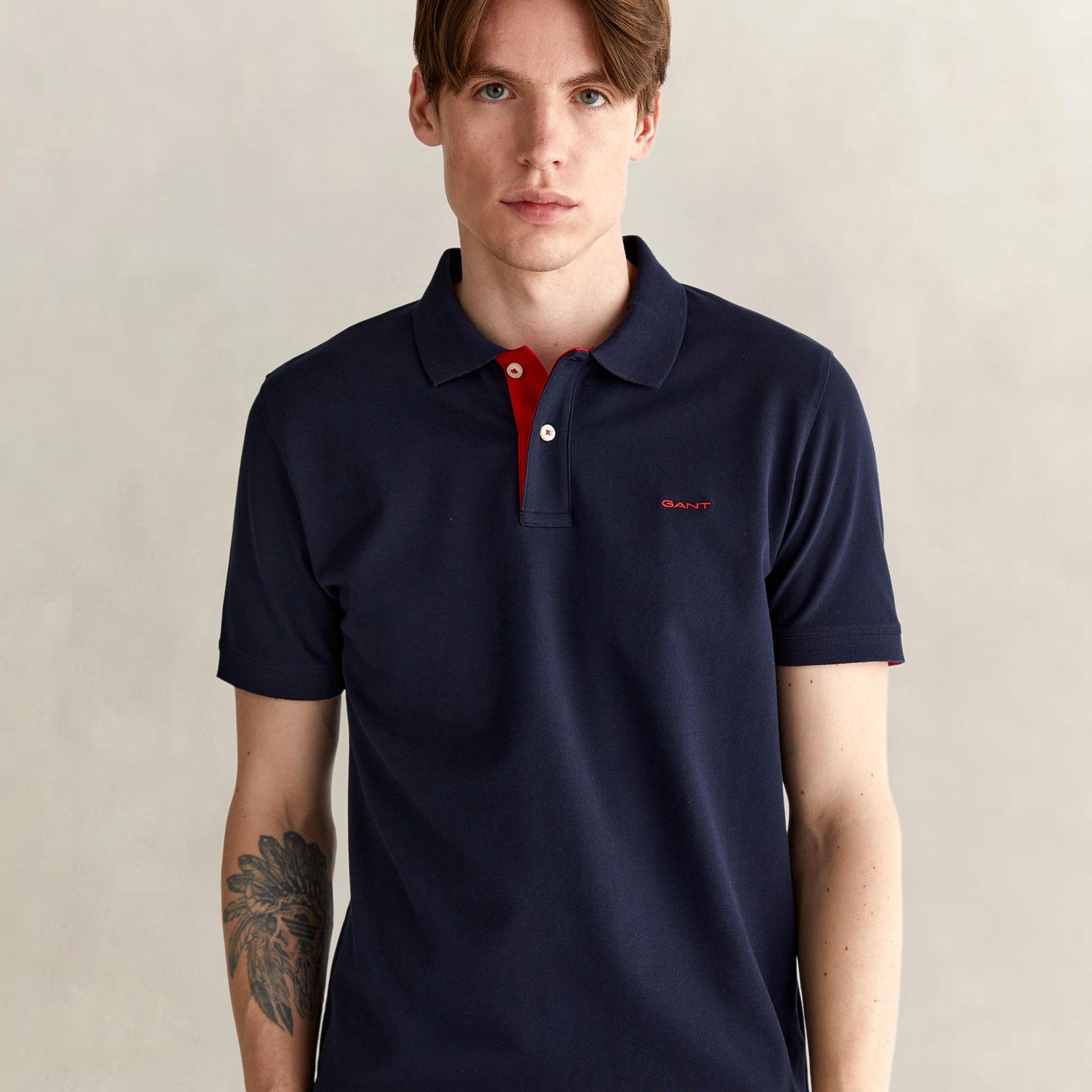 GANT Erkek Lacivert Regular Fit Polo Yaka T-Shirt