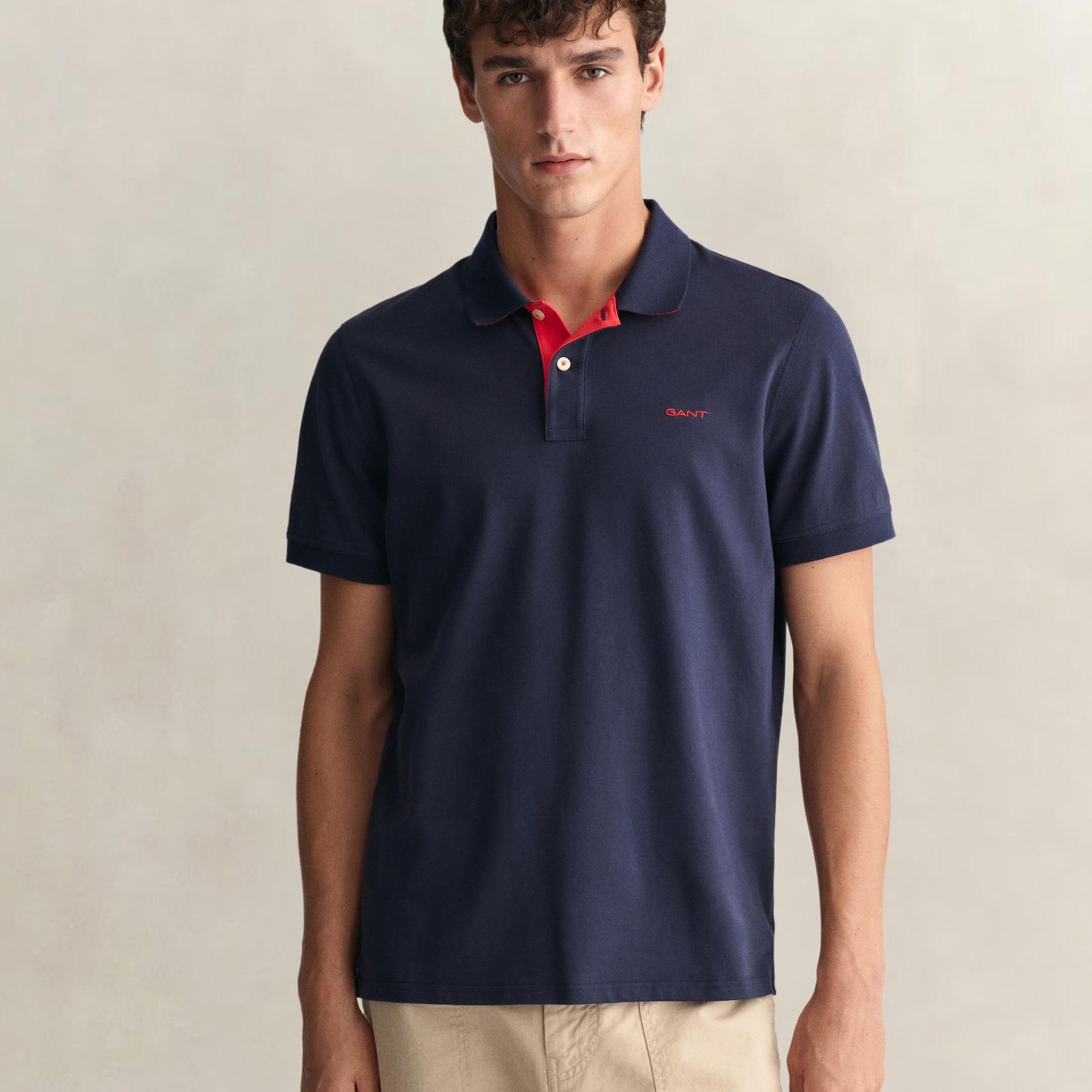 GANT Erkek Lacivert Regular Fit Polo Yaka T-Shirt