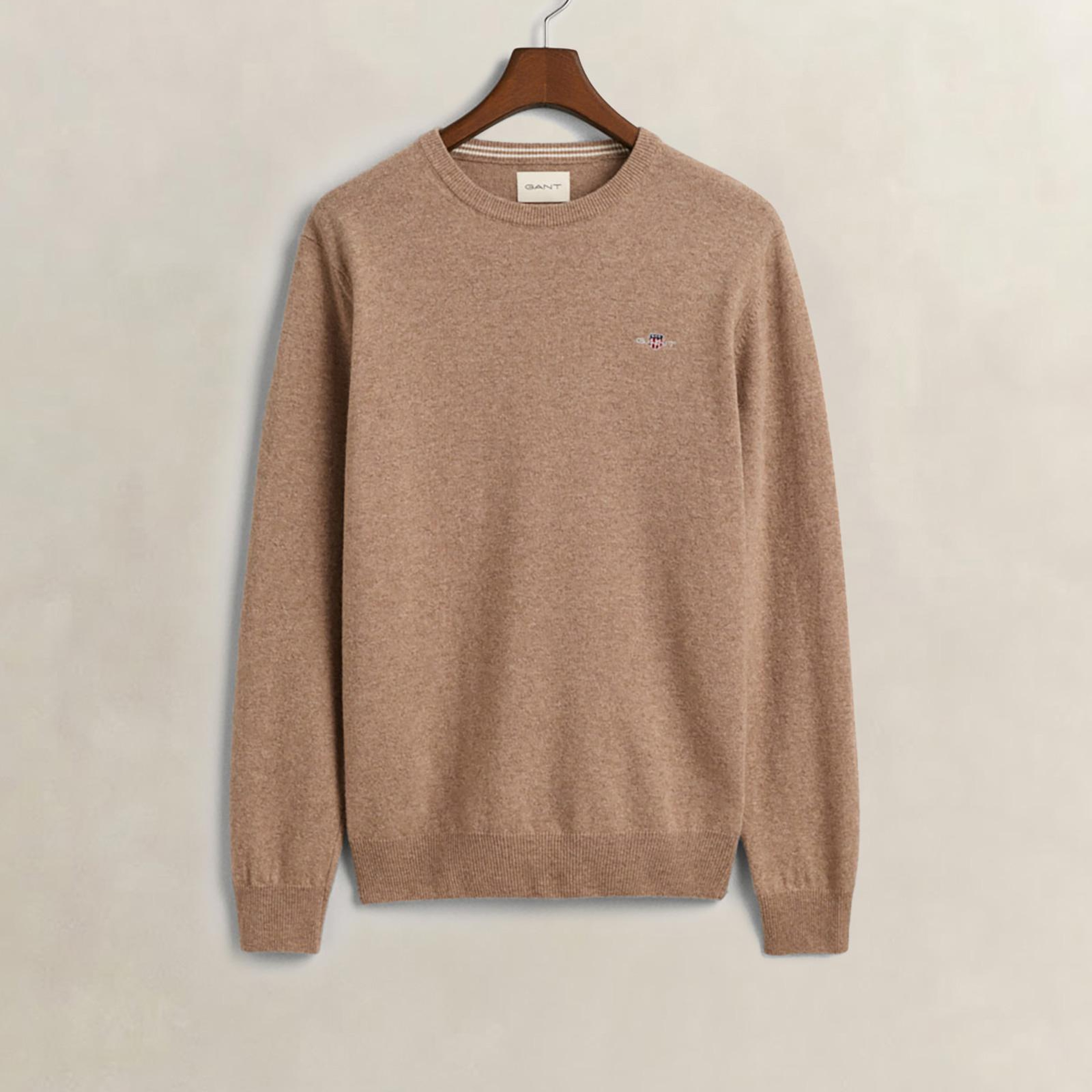 GANT Erkek Bej Regular Fit Bisiklet Yaka Yün Kazak