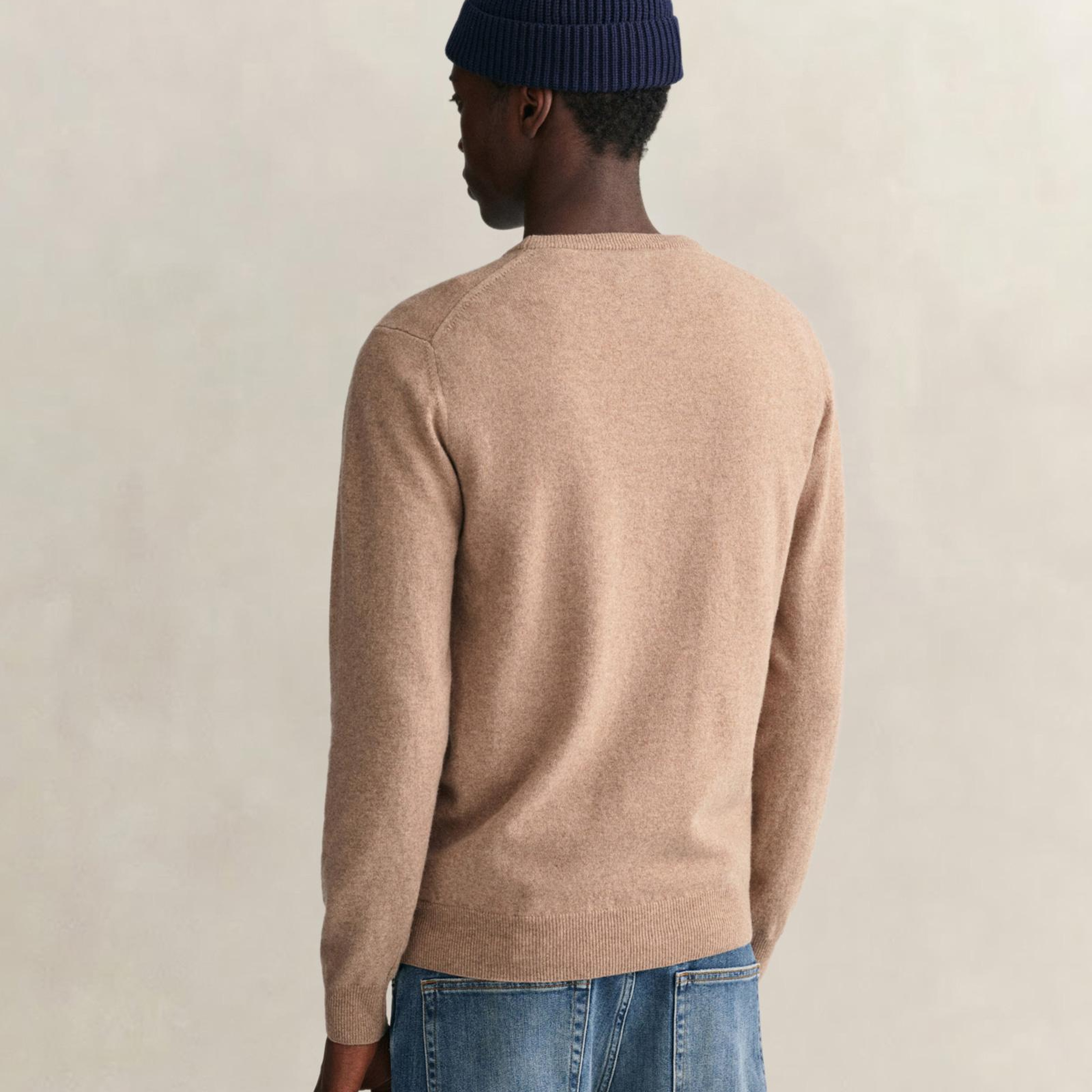 GANT Erkek Bej Regular Fit Bisiklet Yaka Yün Kazak