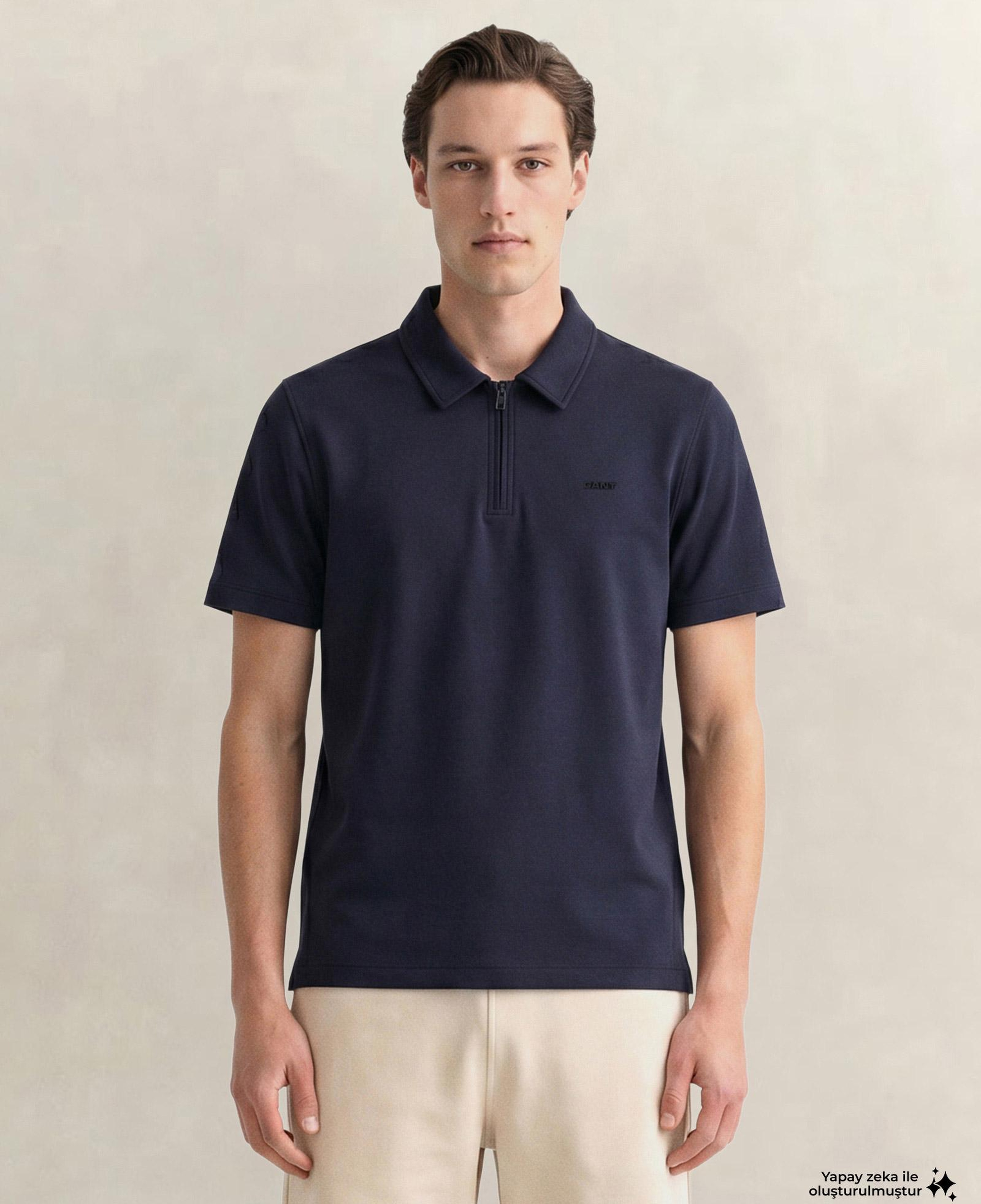 GANT Erkek Lacivert Relaxed Fit Polo Yaka T-Shirt