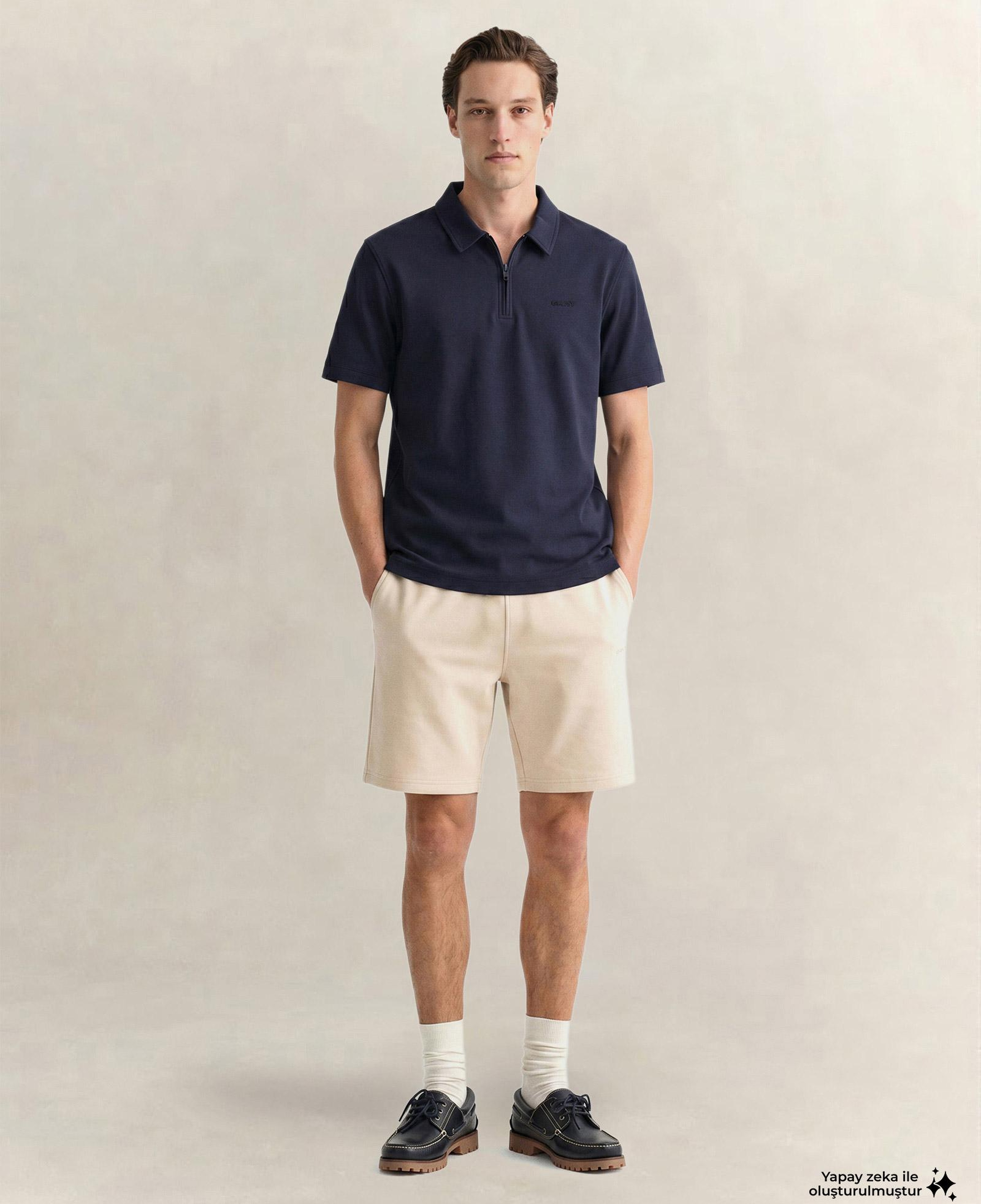 GANT Erkek Lacivert Relaxed Fit Polo Yaka T-Shirt