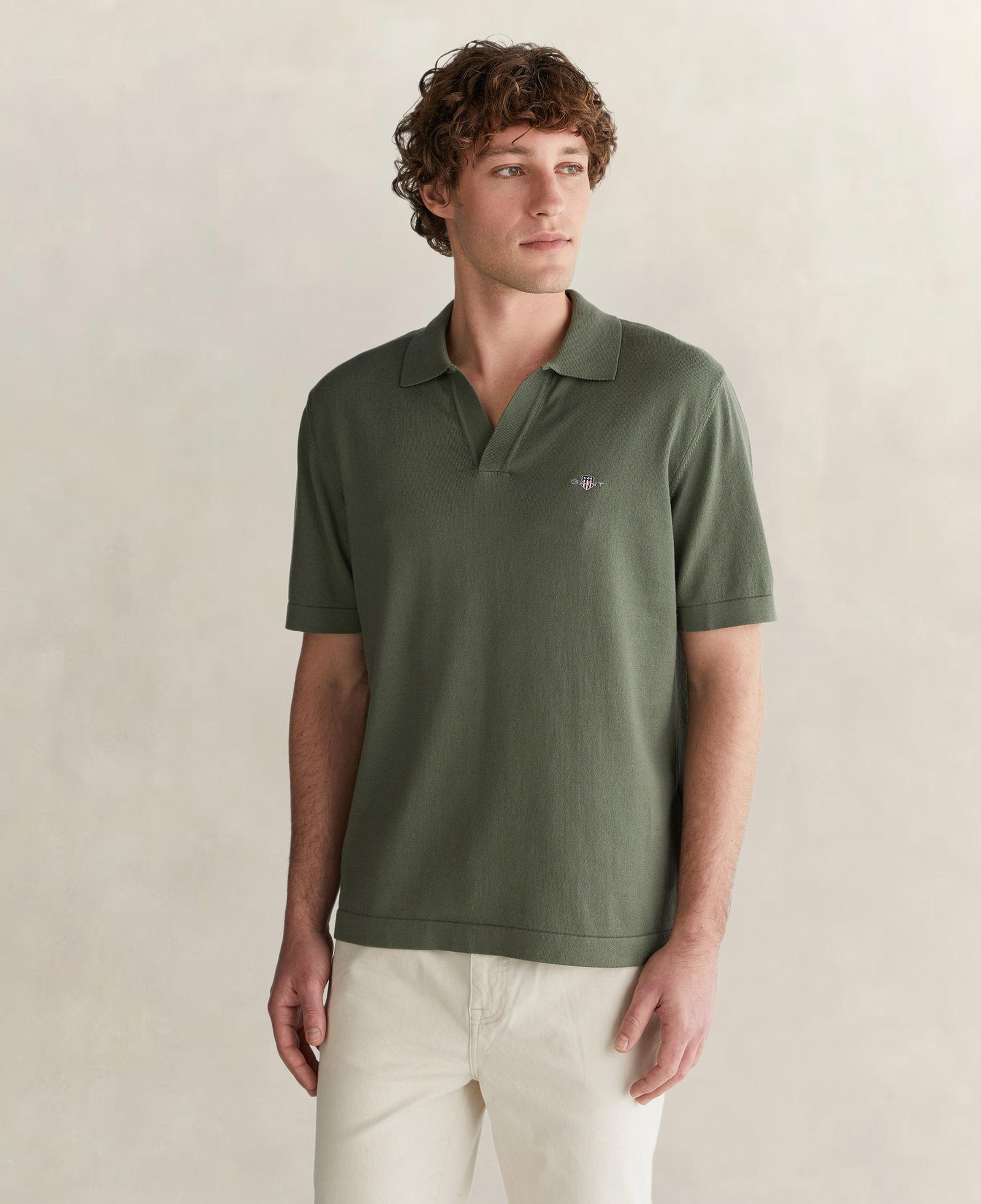 GANT Erkek Yeşil Regular Fit Polo Yaka Kısa Kollu Triko