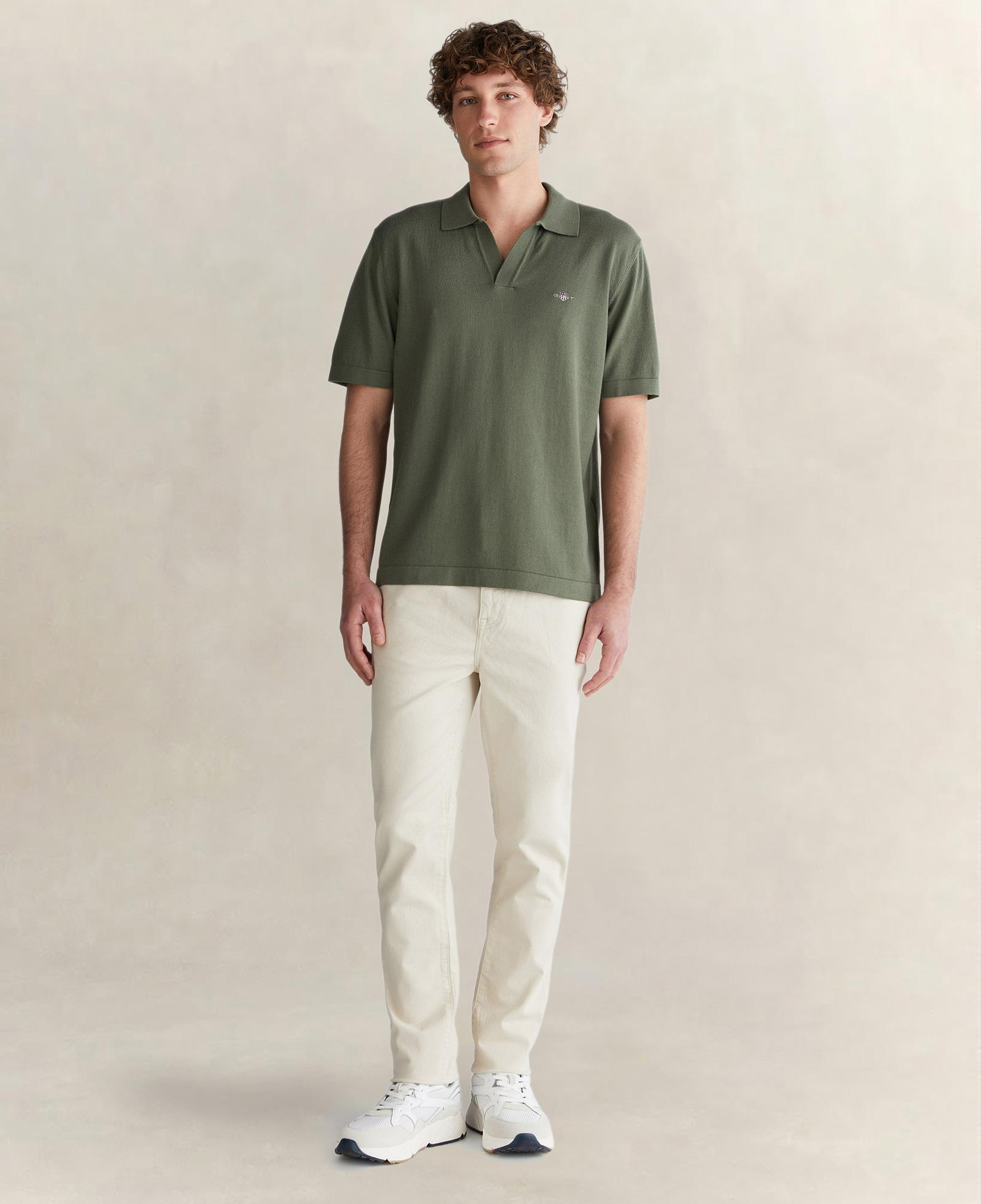 GANT Erkek Yeşil Regular Fit Polo Yaka Kısa Kollu Triko