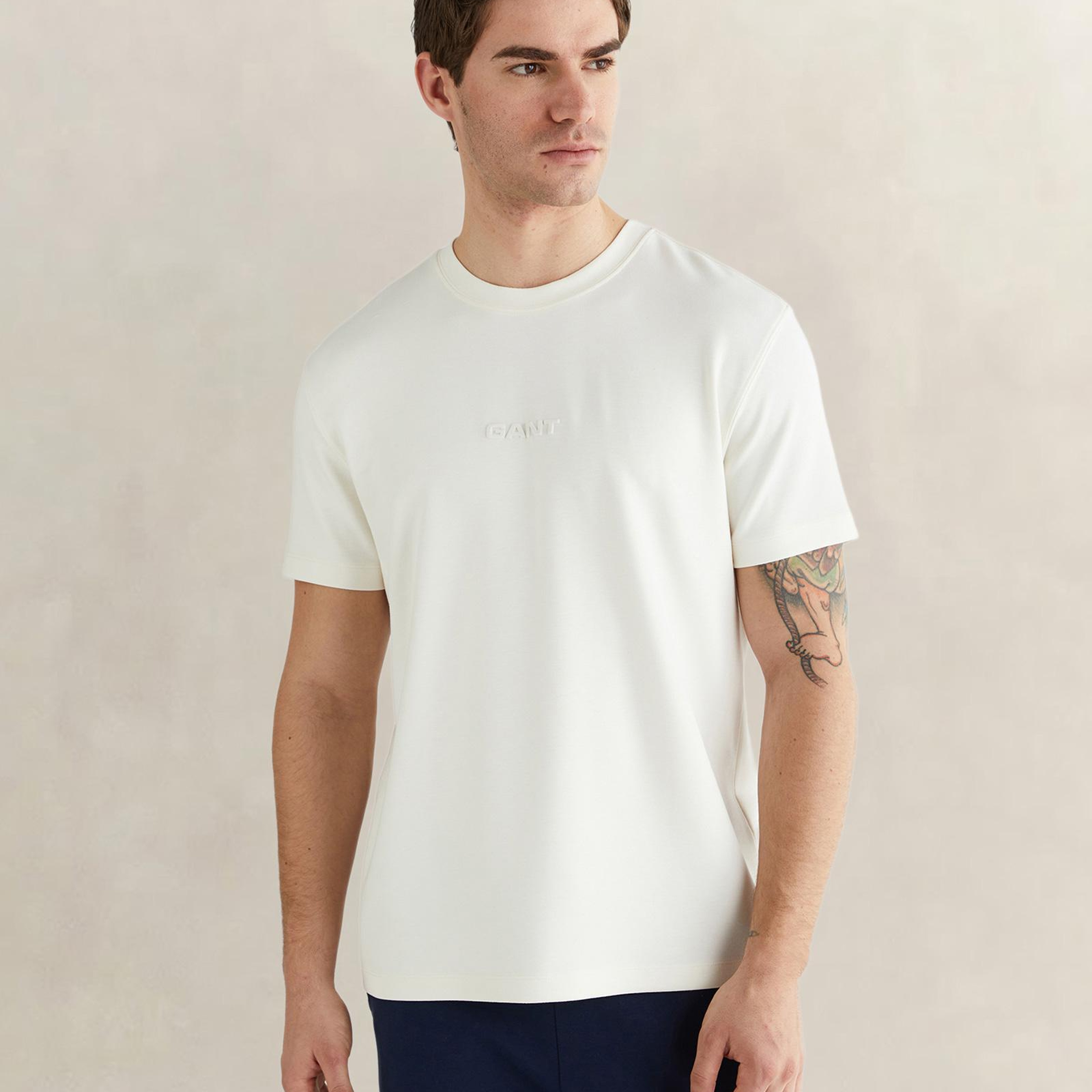 GANT Erkek Beyaz Kısa Kollu T-Shirt