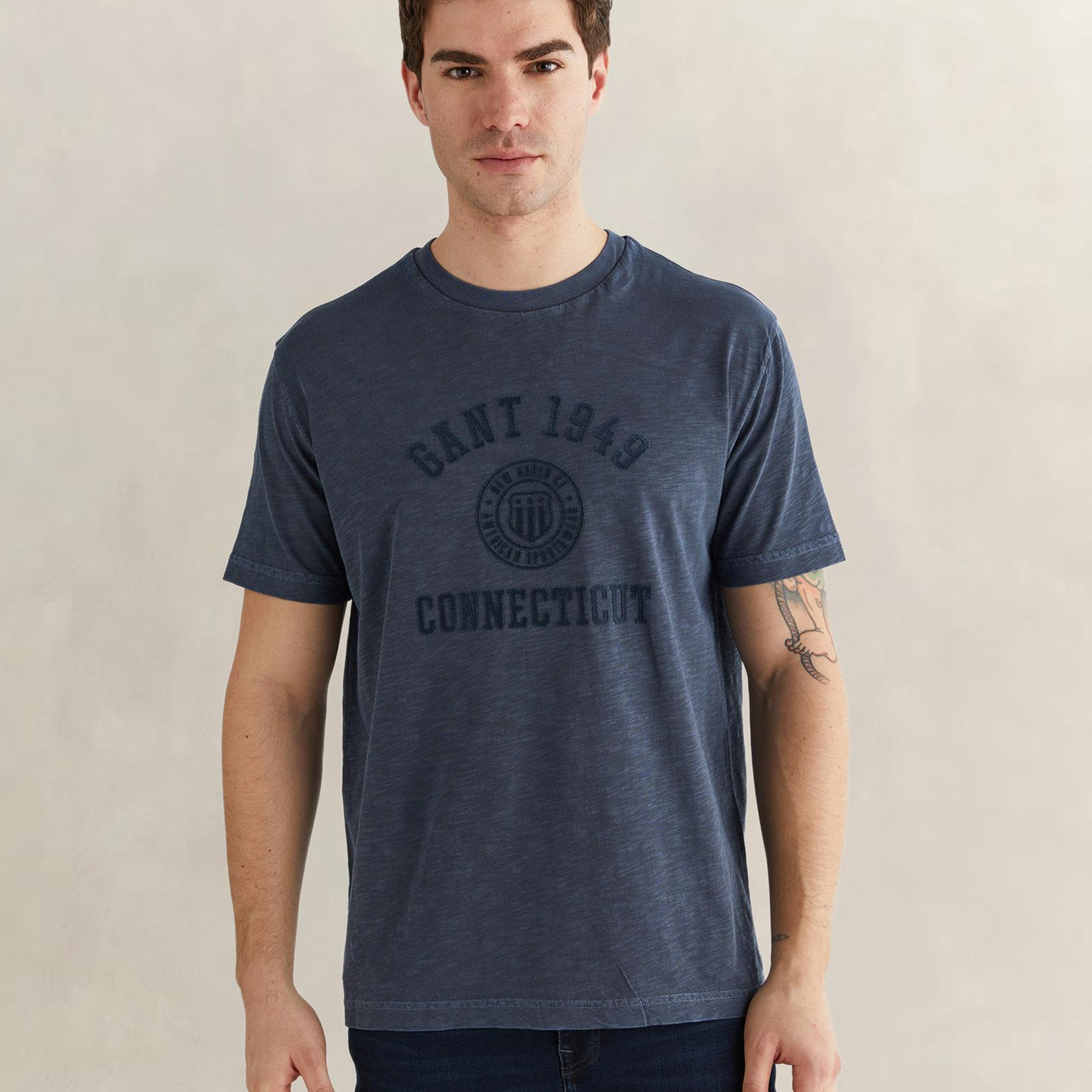 GANT Erkek Lacivert Kısa Kollu T-Shirt