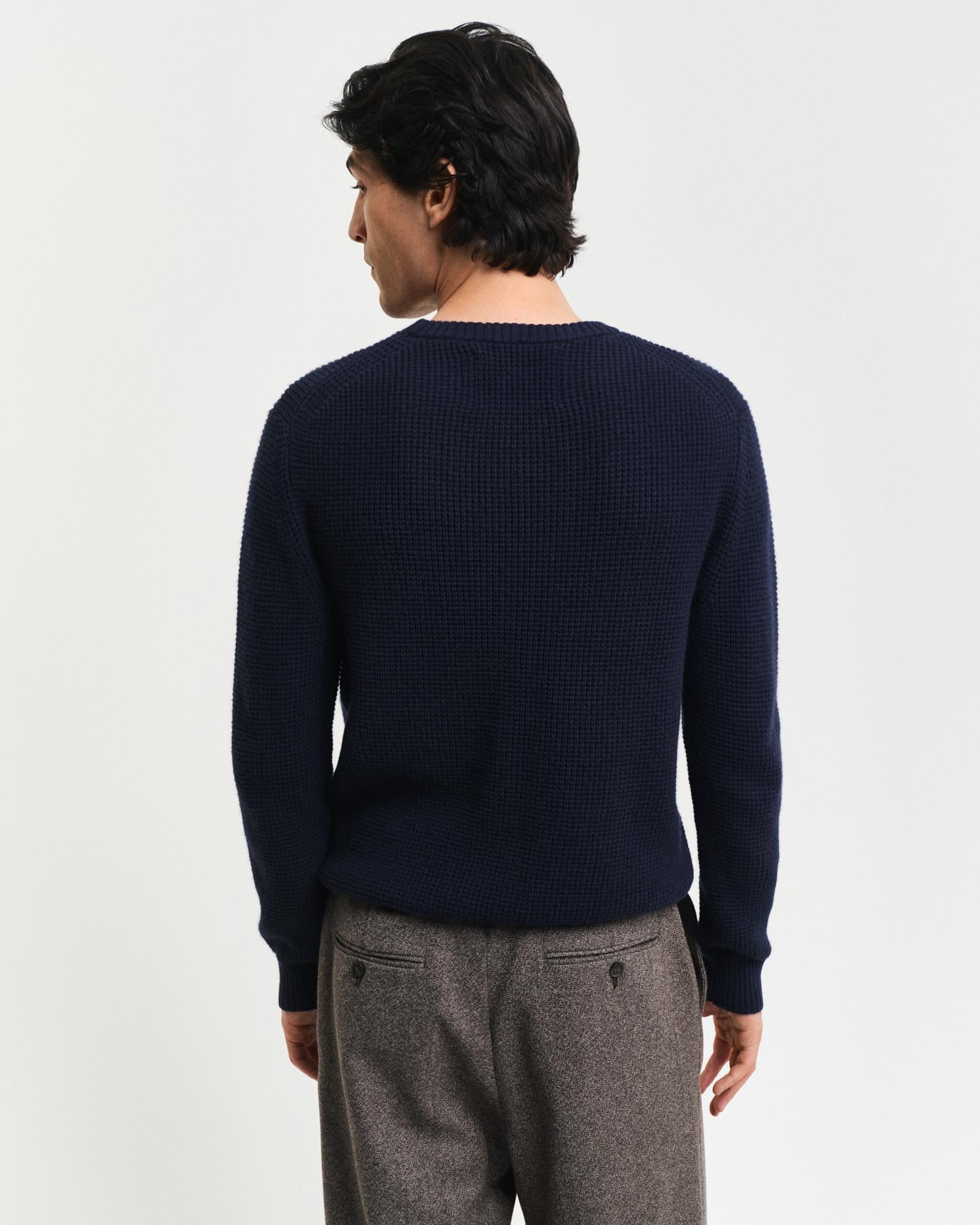 GANT Erkek Lacivert Regular Fit Bisiklet Yaka Kazak