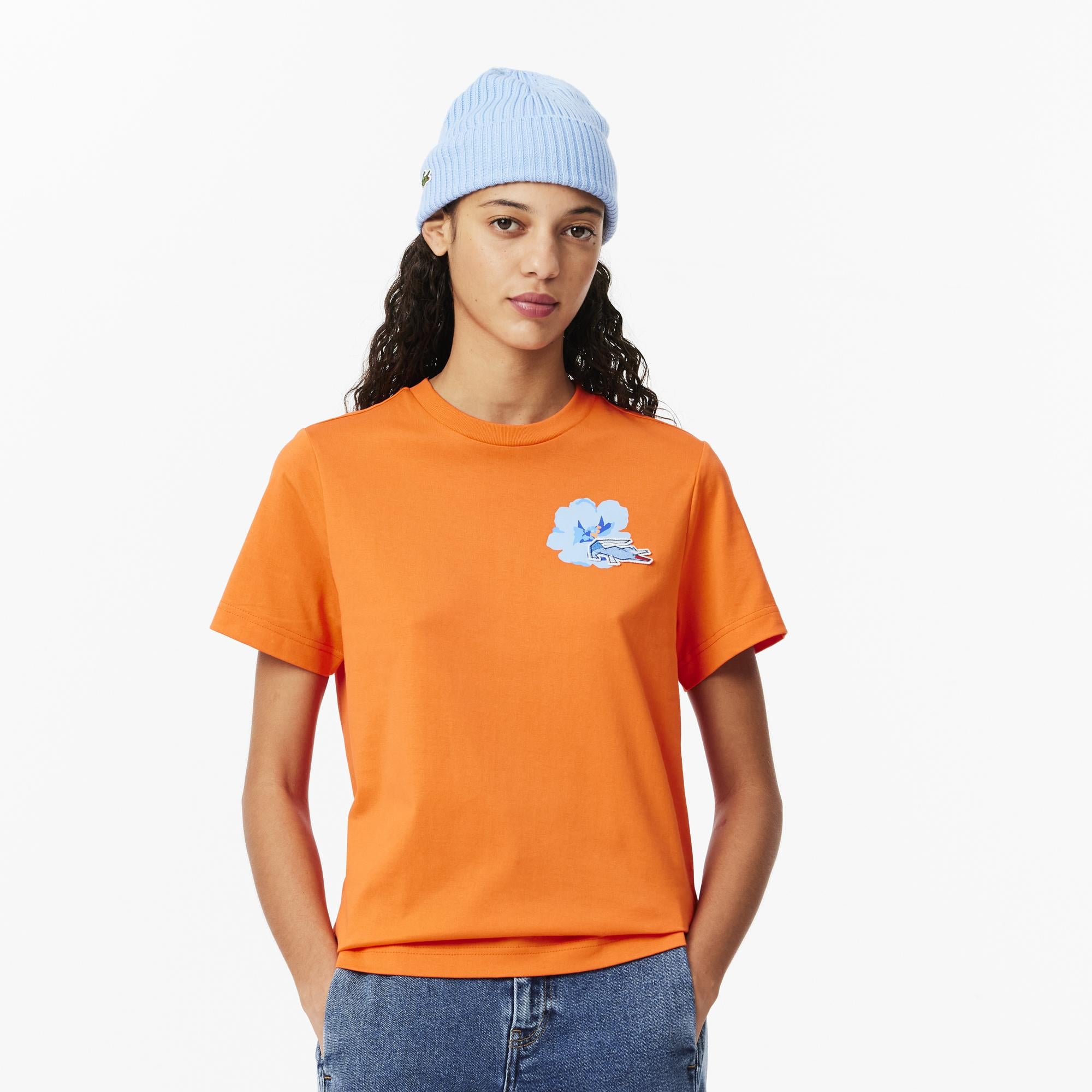Kadın Regular Fit Bisiklet Yaka Turuncu T-Shirt