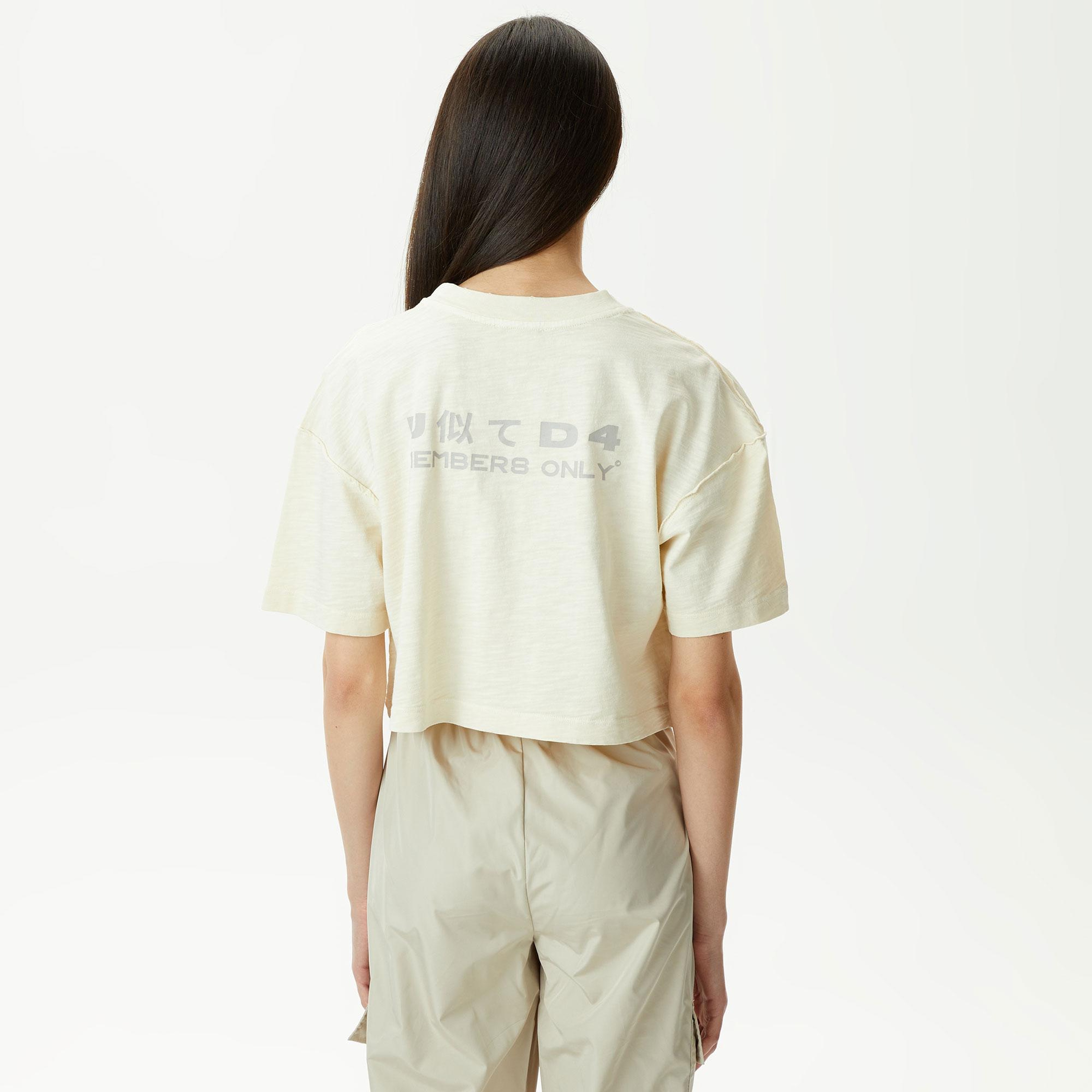 UNITED4 Kadın Krem Crop T-Shirt