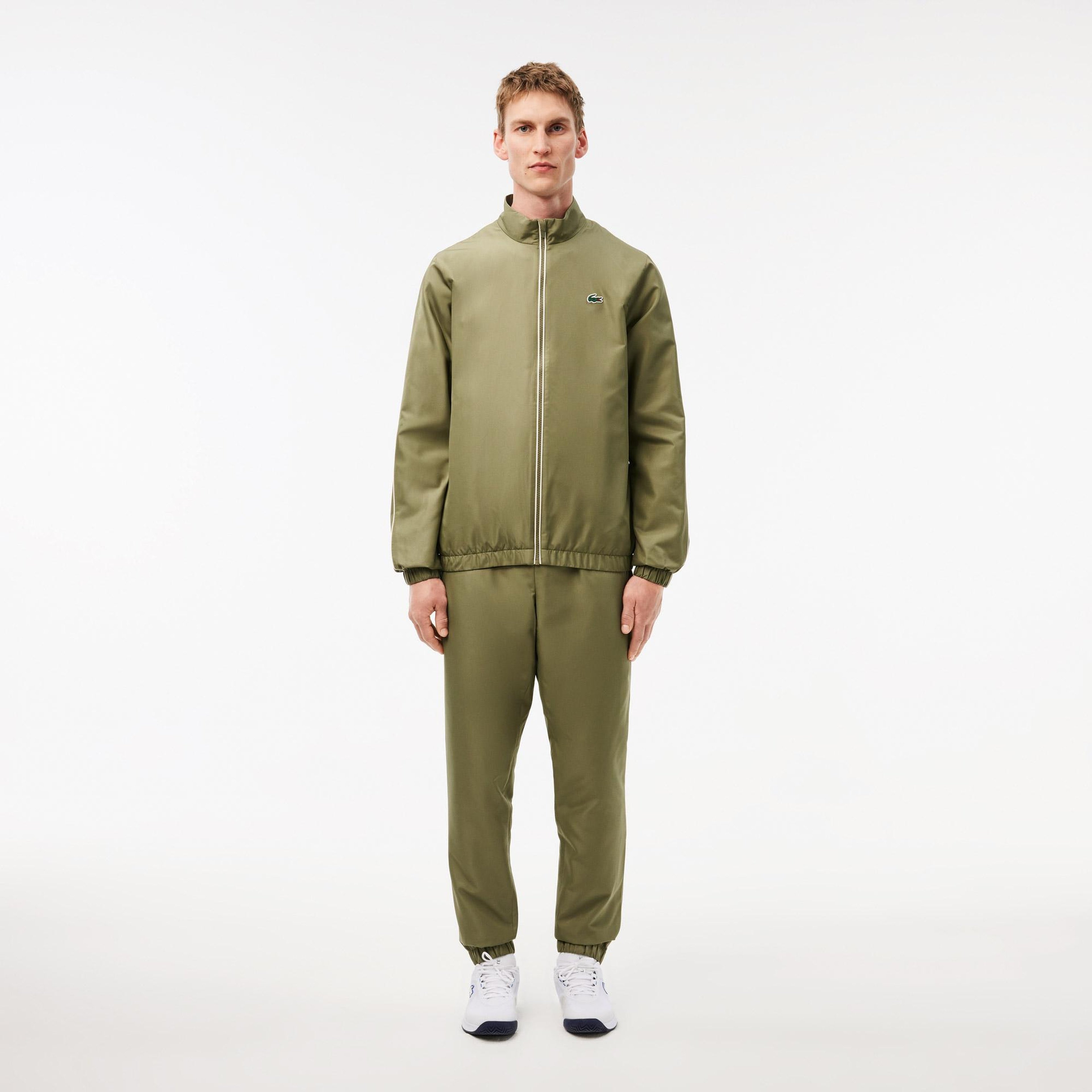 Lacoste Erkek Regular Fit Fermuarlı Yaka Baskılı Haki Eşofman Takımı