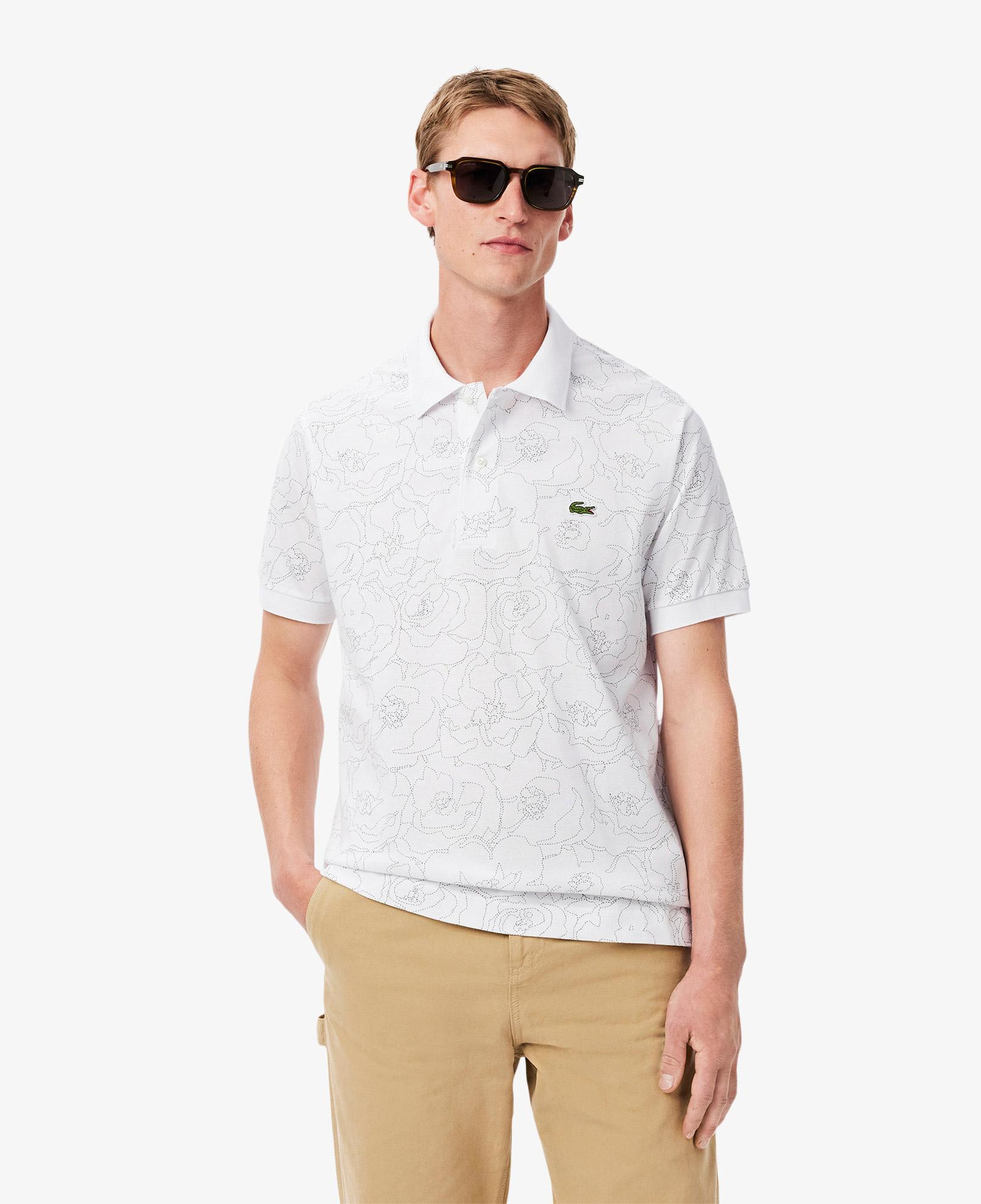 Erkek Classic Fit Desenli Beyaz Polo