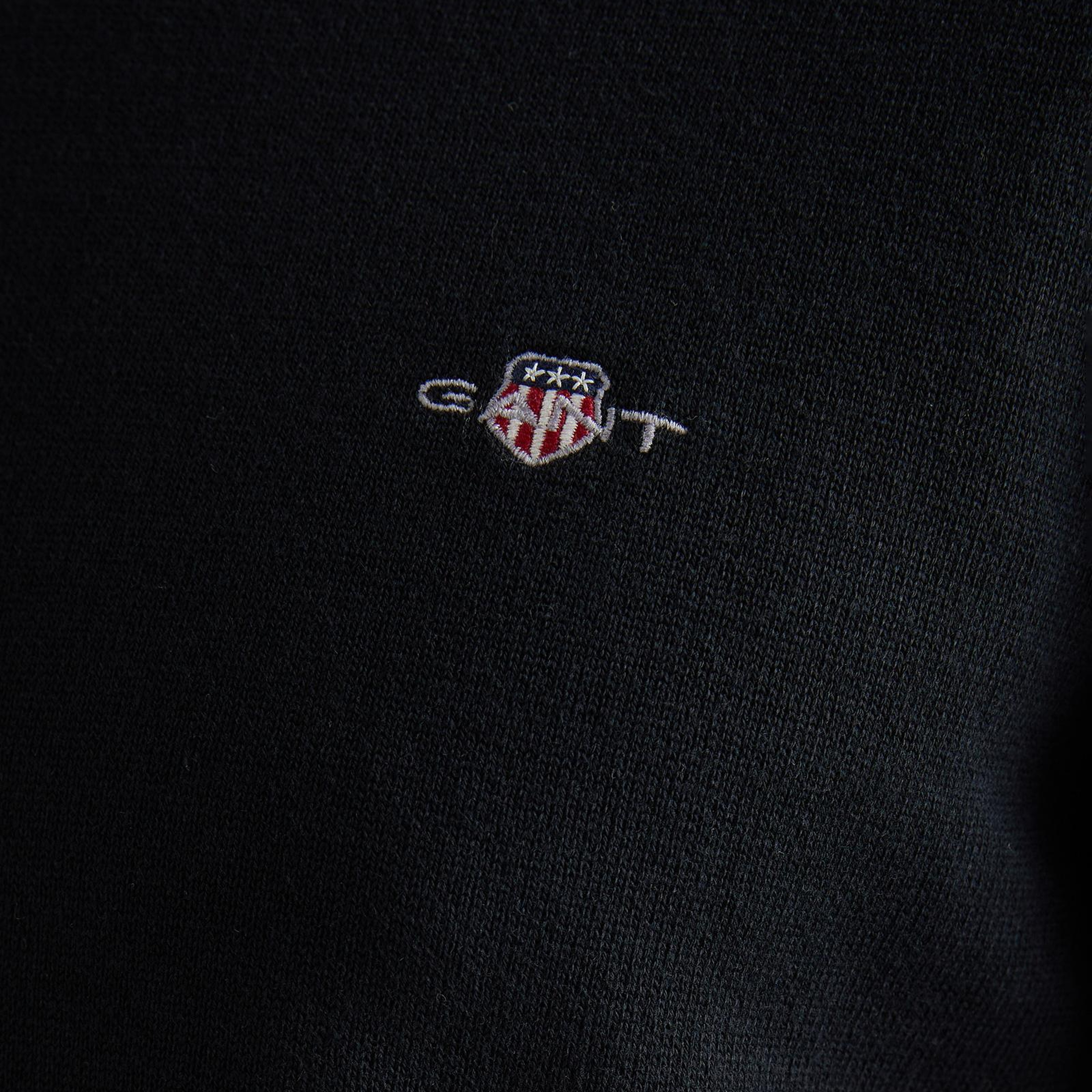 GANT Erkek Siyah Regular Fit Yarım Fermuarlı Kazak