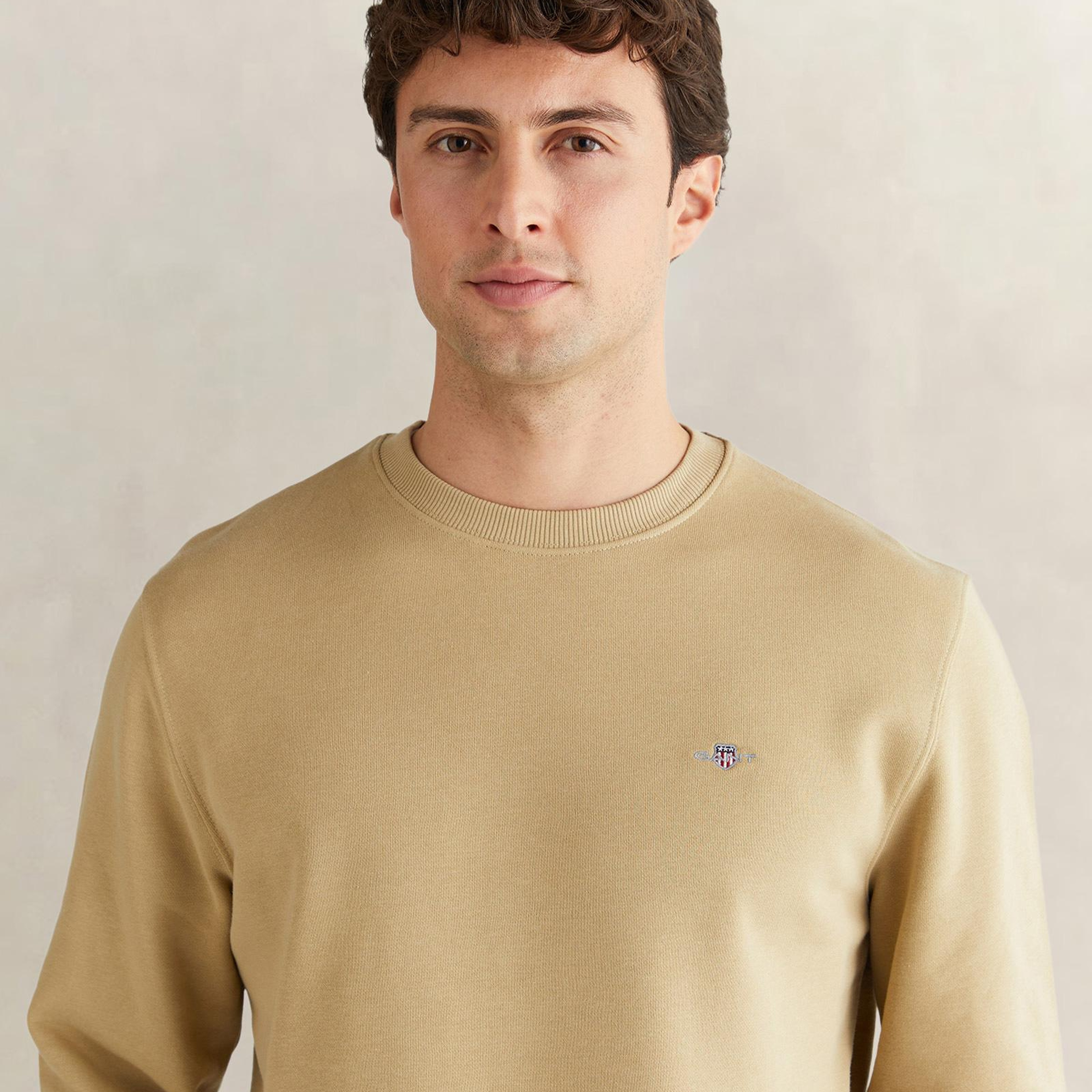 GANT Erkek Bej Regular Fit Bisiklet Yaka Sweatshirt