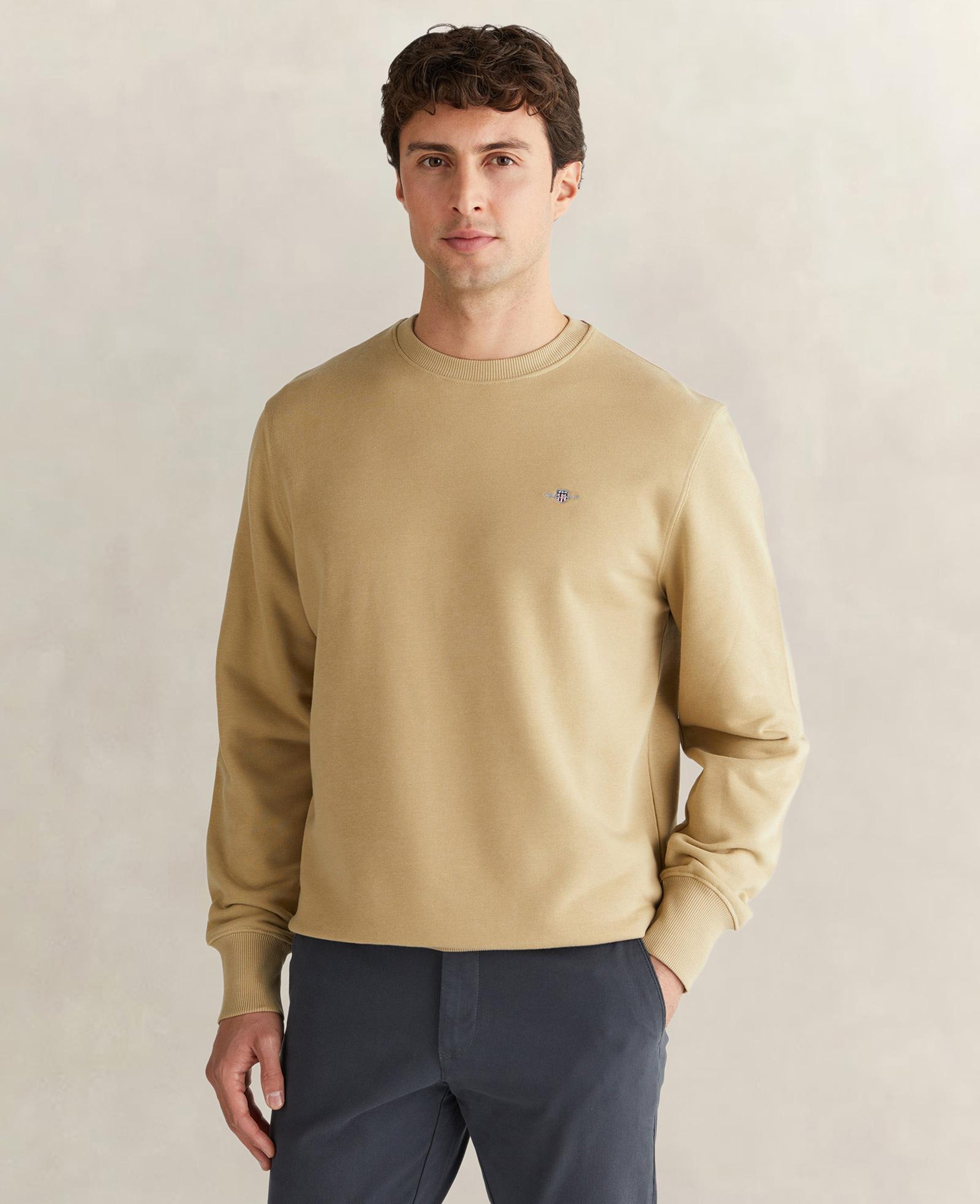 GANT Erkek Bej Regular Fit Bisiklet Yaka Sweatshirt