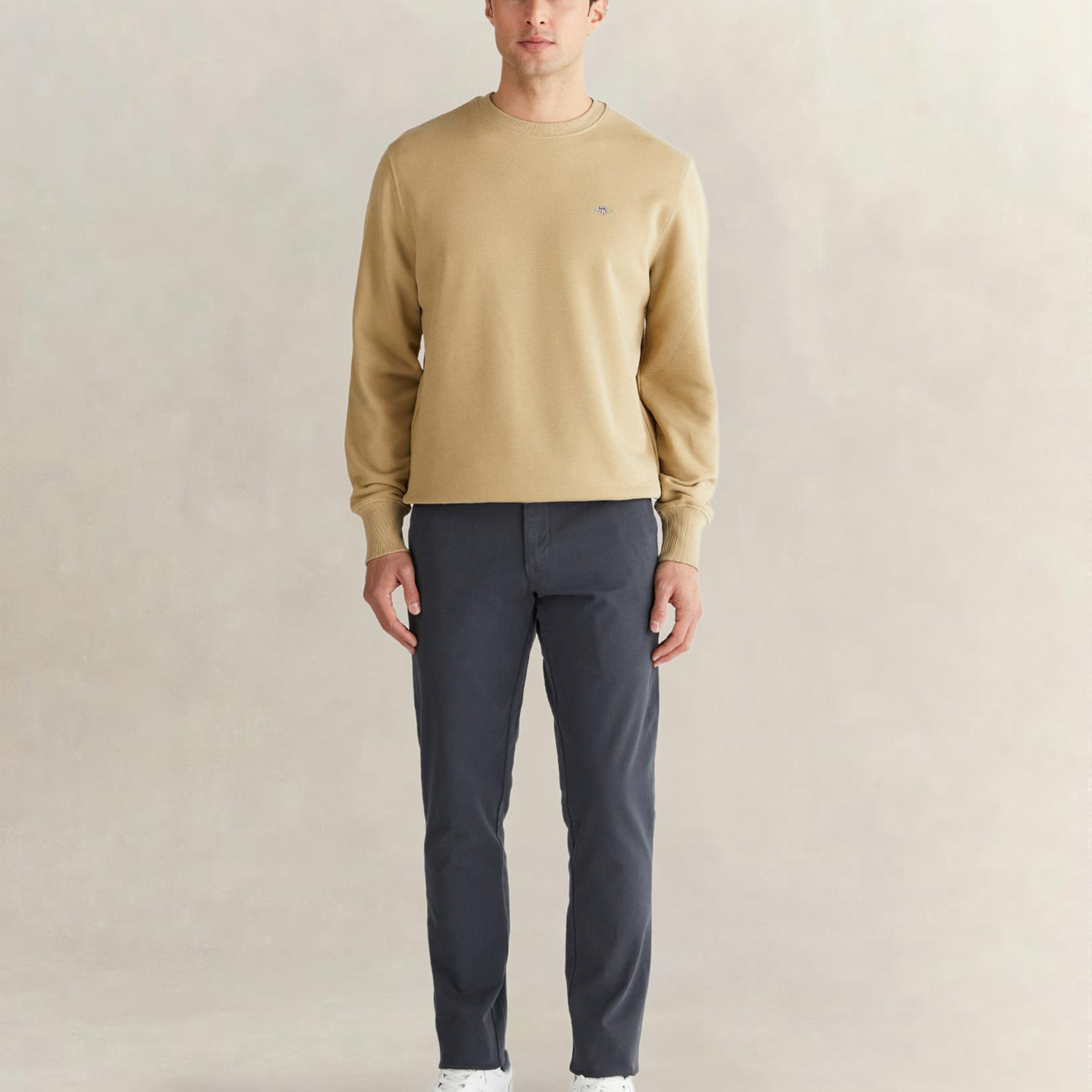 GANT Erkek Bej Regular Fit Bisiklet Yaka Sweatshirt