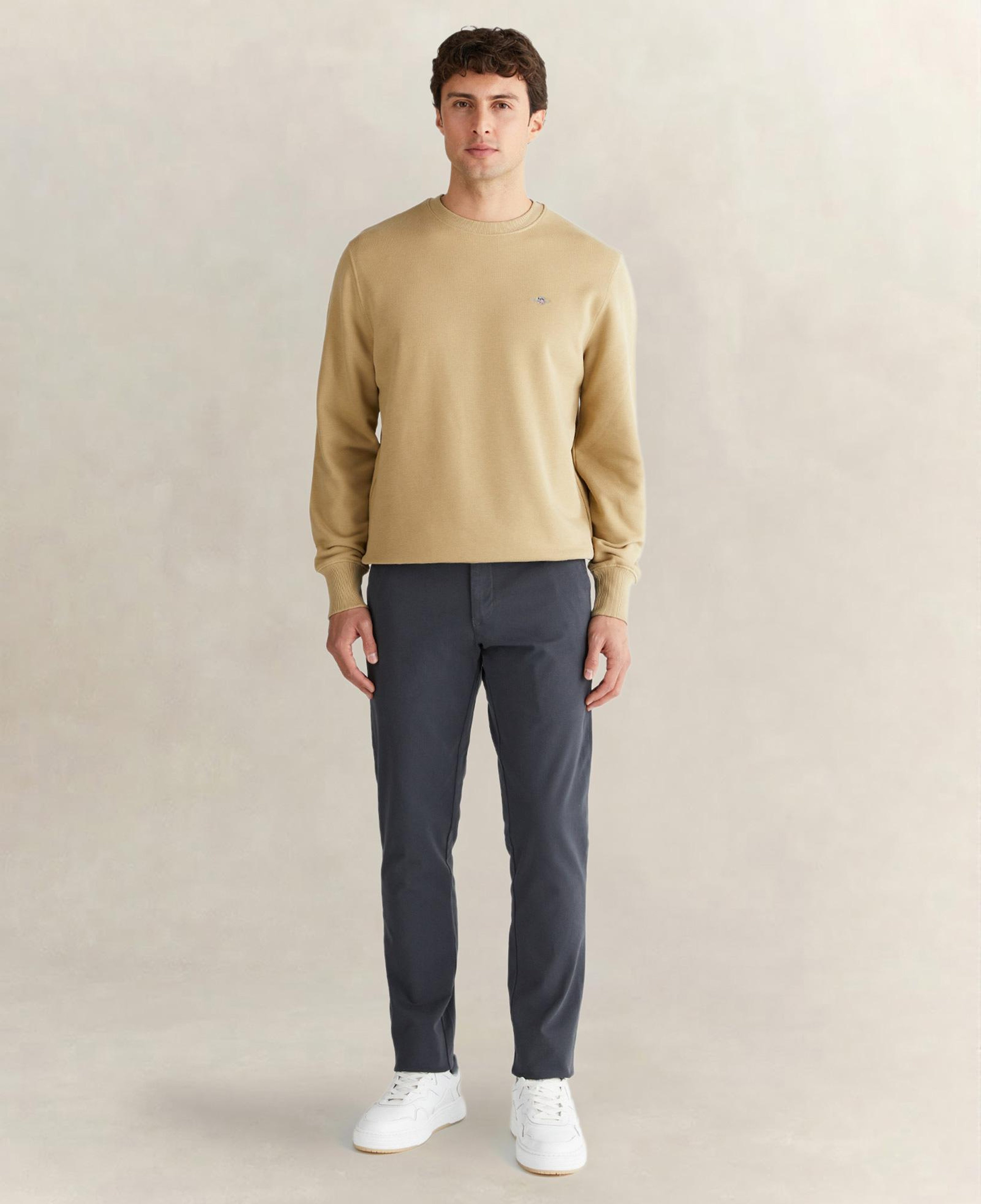 GANT Erkek Bej Regular Fit Bisiklet Yaka Sweatshirt