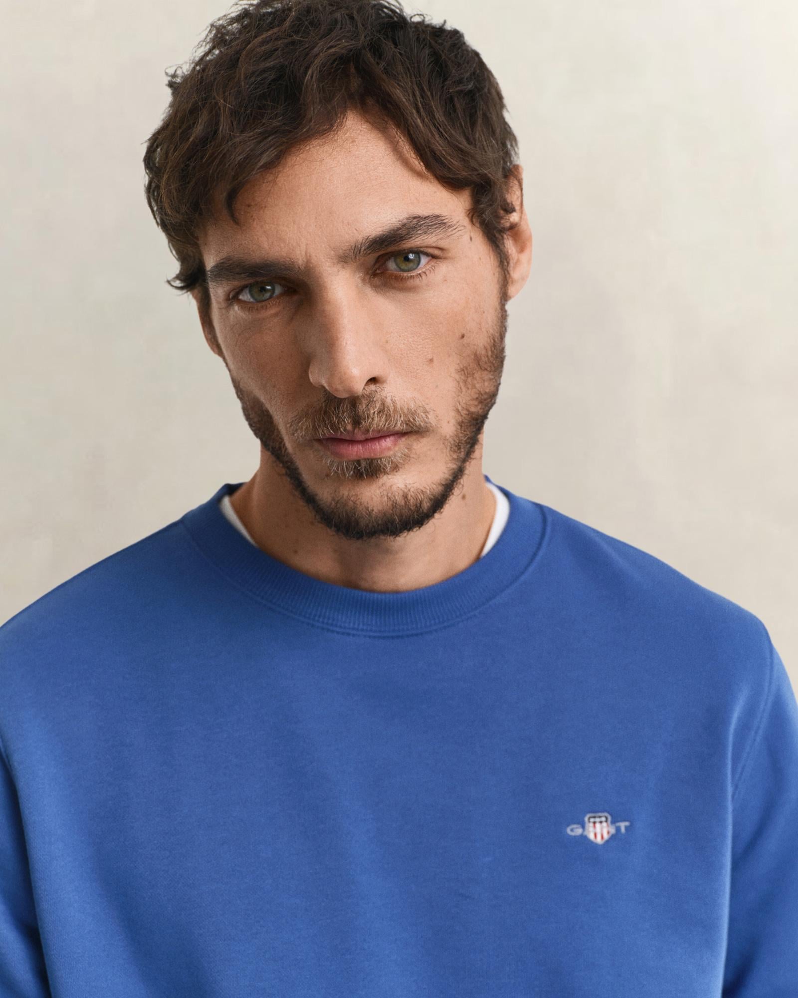 GANT Erkek Mavi Regular Fit Bisiklet Yaka Sweatshirt