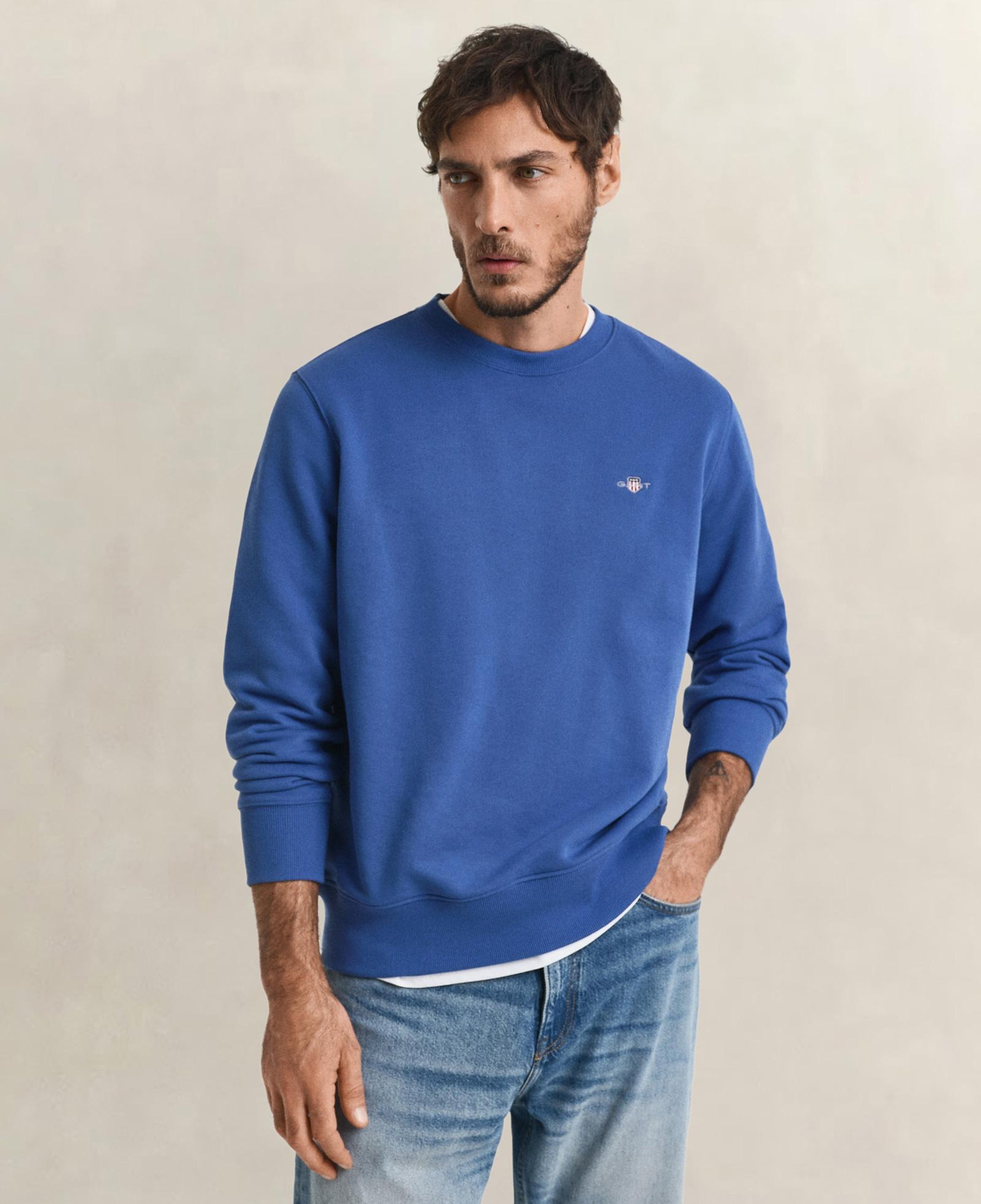 GANT Erkek Mavi Regular Fit Bisiklet Yaka Sweatshirt