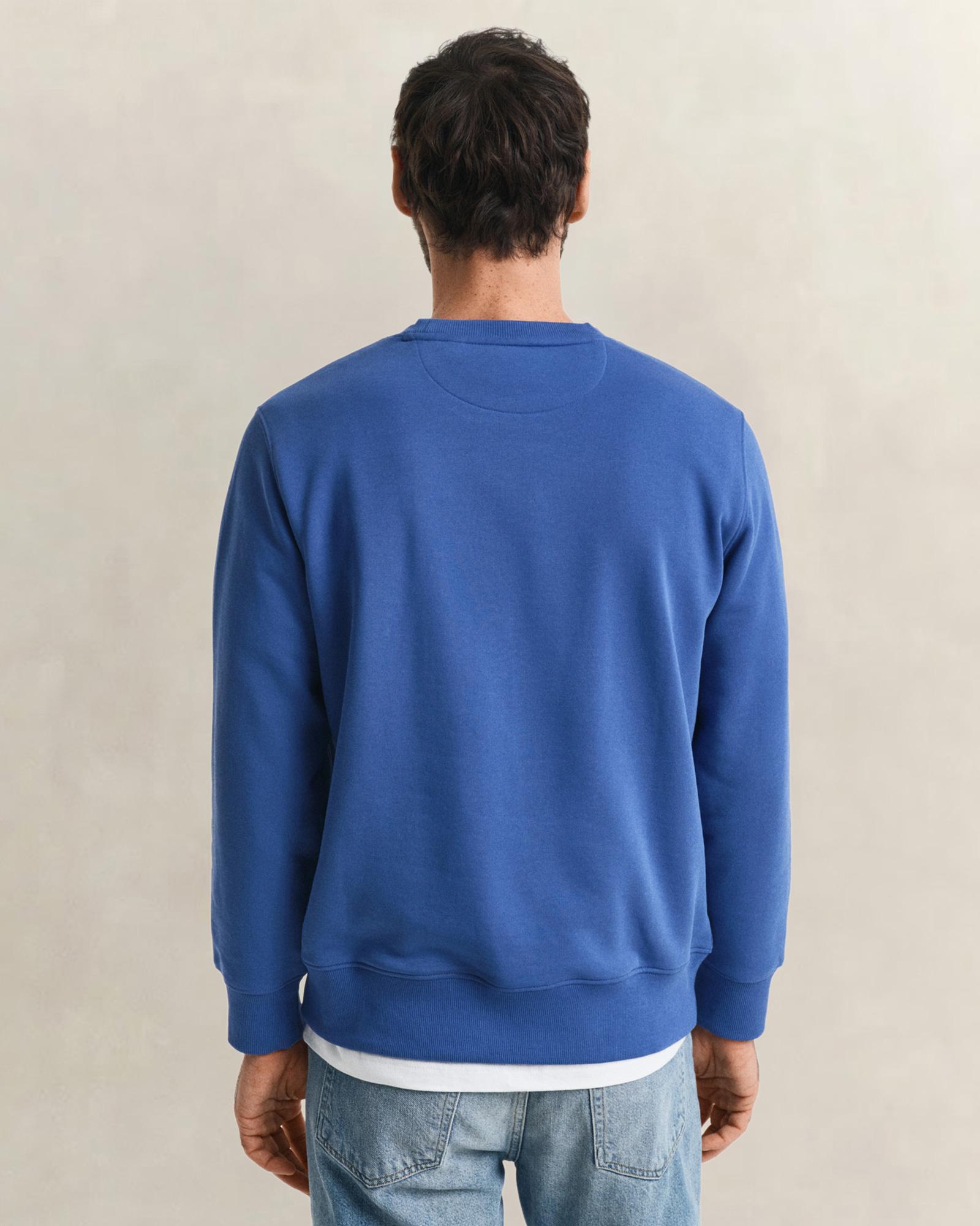 GANT Erkek Mavi Regular Fit Bisiklet Yaka Sweatshirt