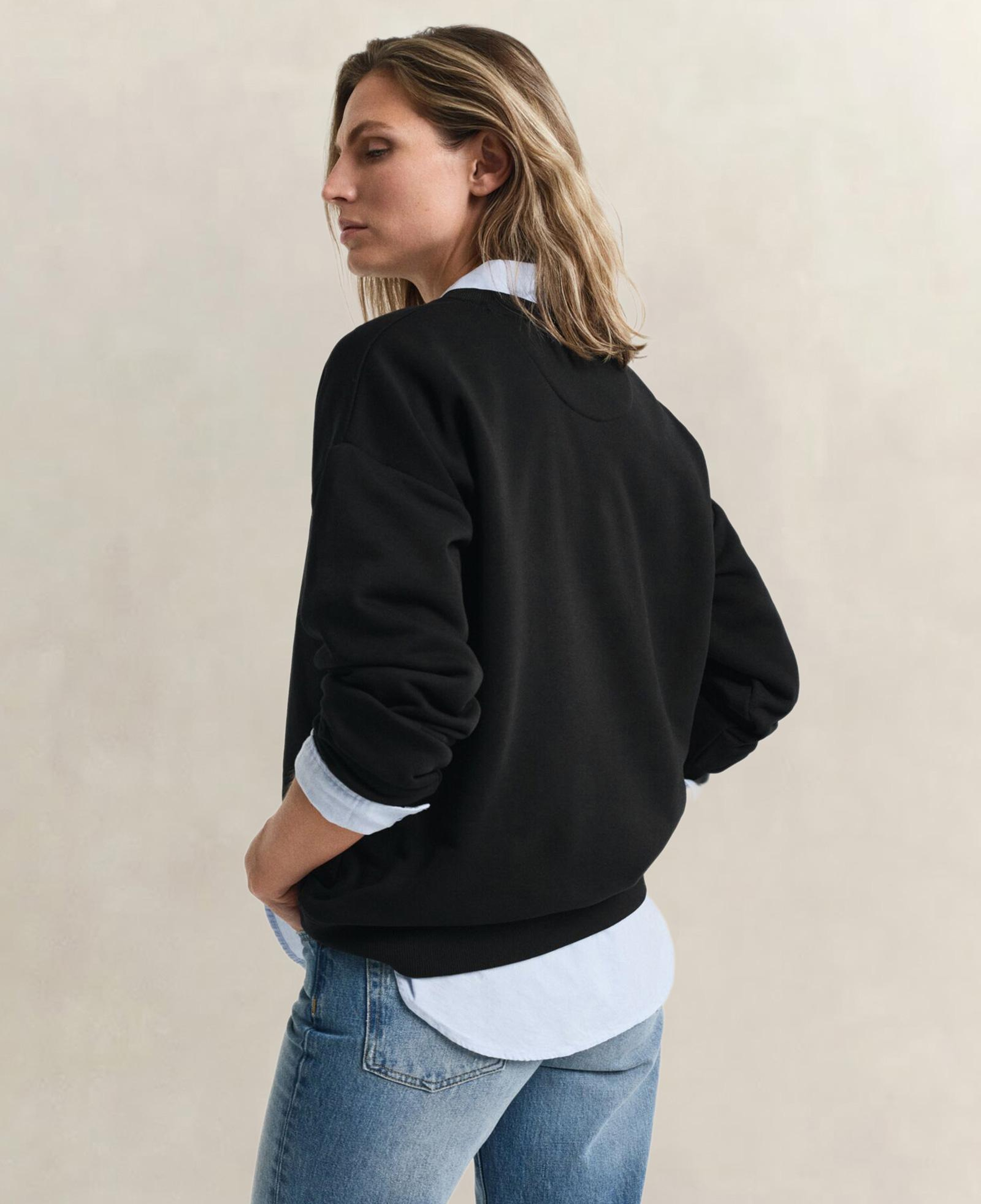 GANT Kadın Siyah Relaxed Fit Bisiklet Yaka Sweatshirt